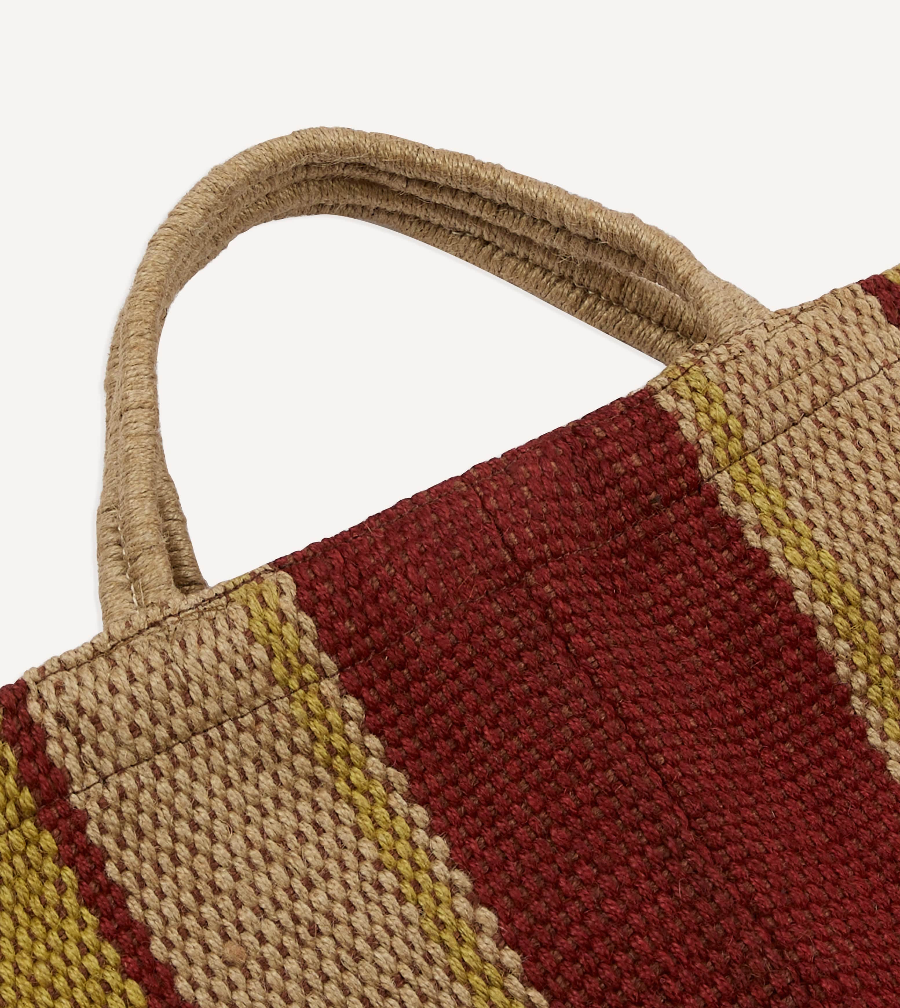 Red, Orange and Yellow Maison Bengal Extra Large Jute Poresh Tote Bag - Image 3