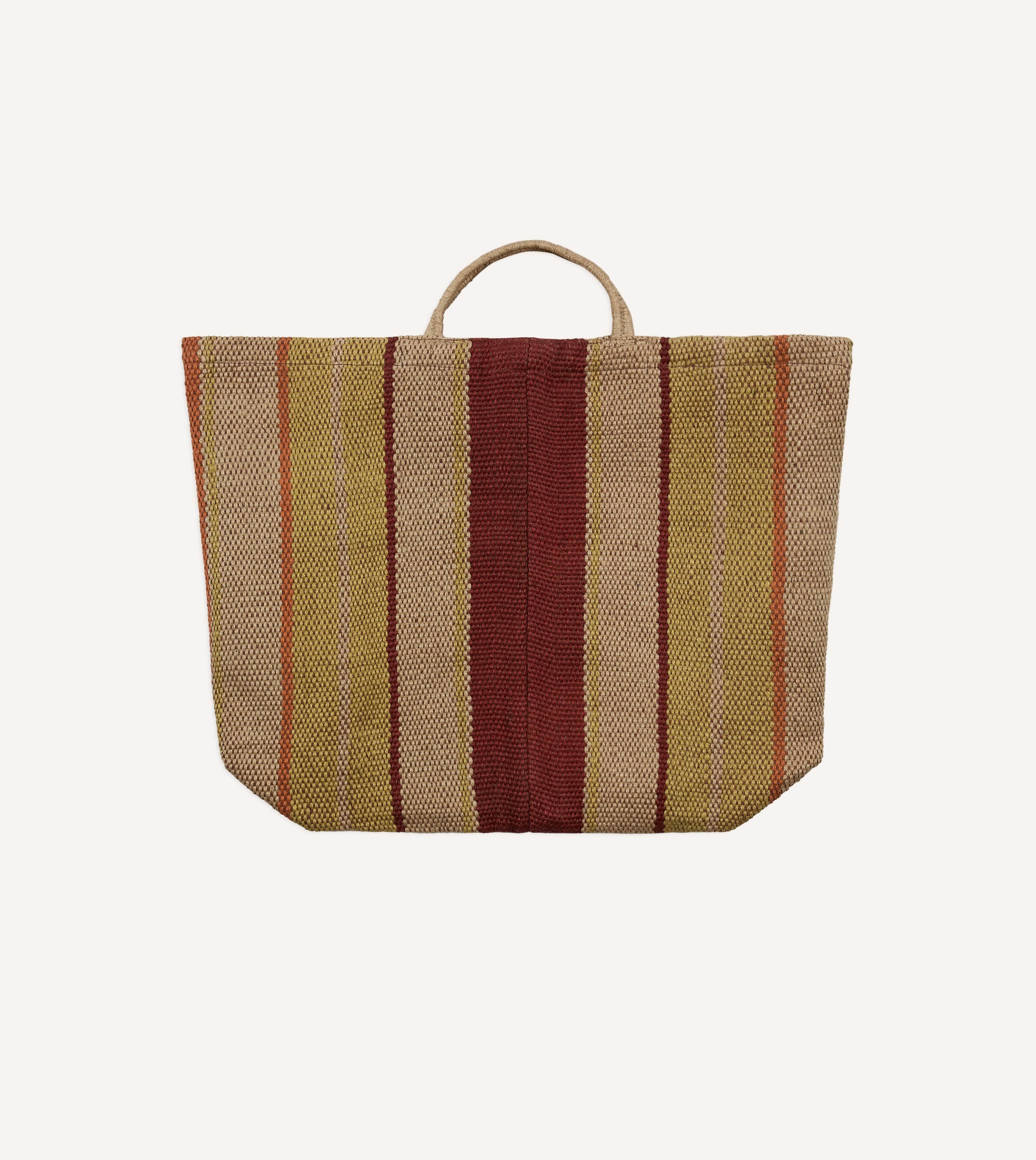 Red, Orange and Yellow Maison Bengal Extra Large Jute Poresh Tote Bag - Image 5