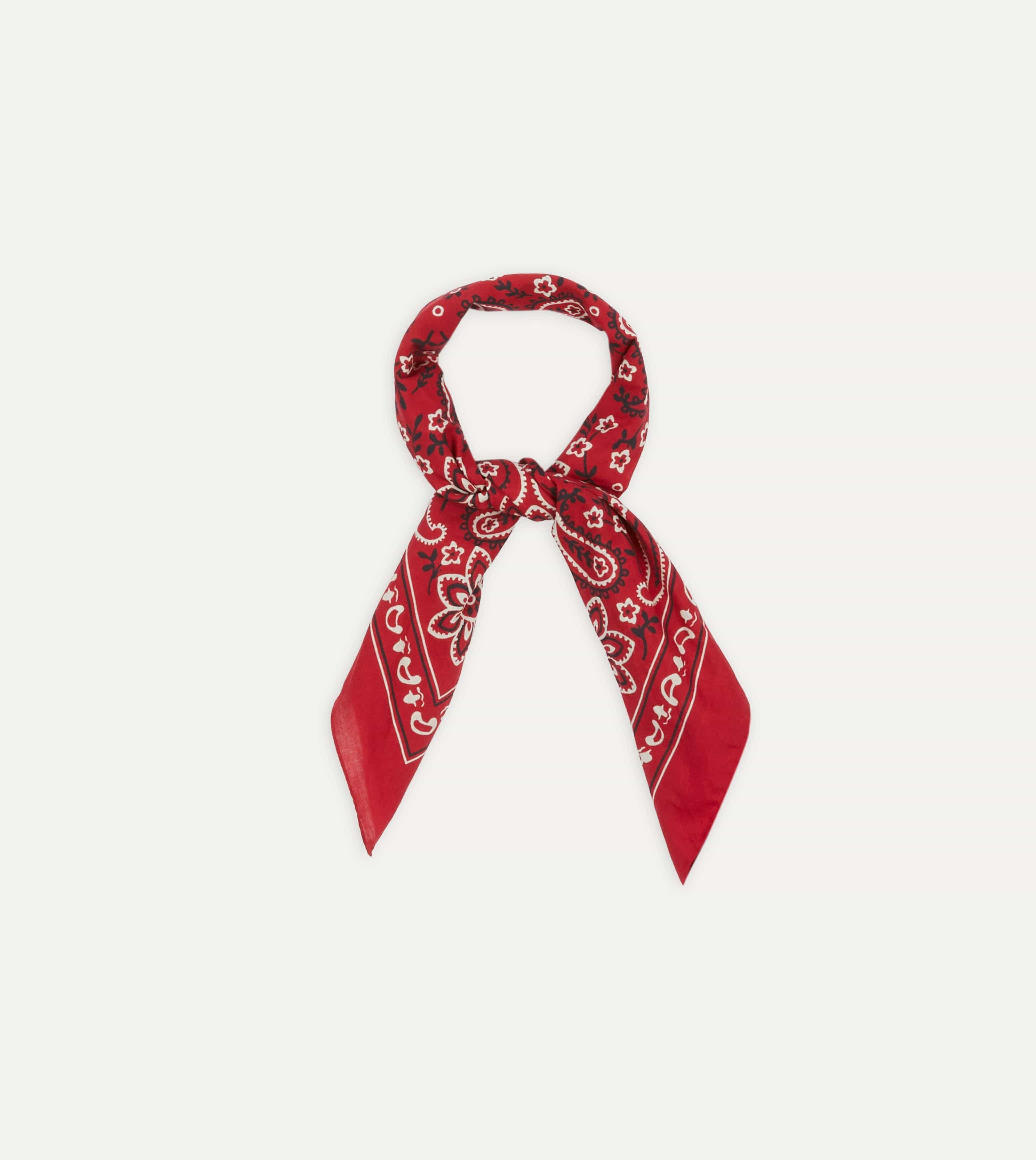 Red Paisley Print Cotton Bandana - Image 3