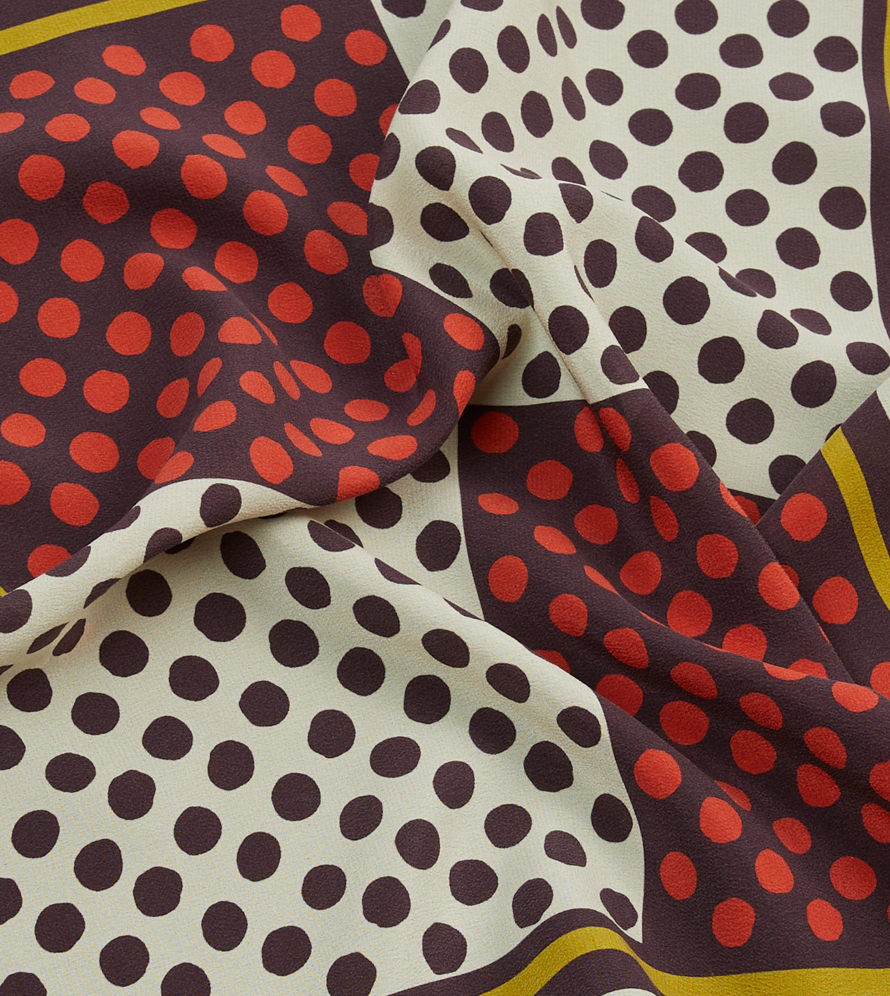 Red Polka Dot Print Silk Pocket Square - Image 2
