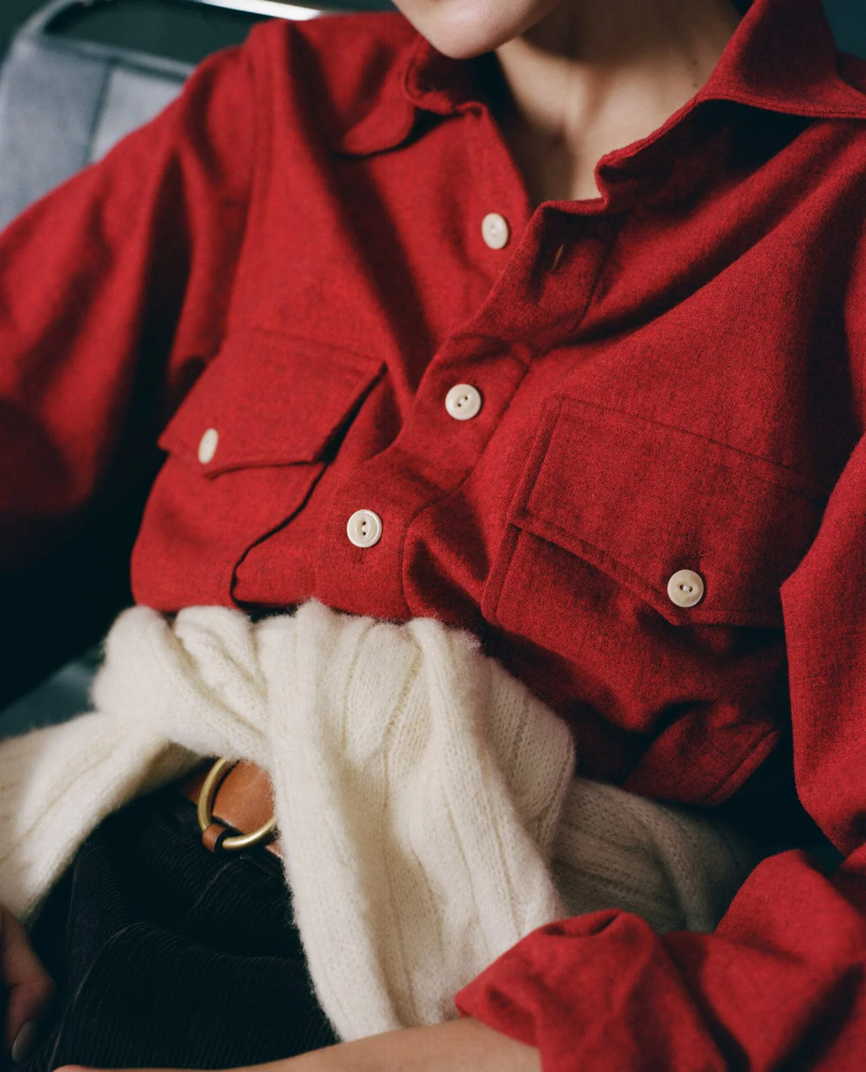 Red Wool Two-Pocket Work Shirt - Image 7