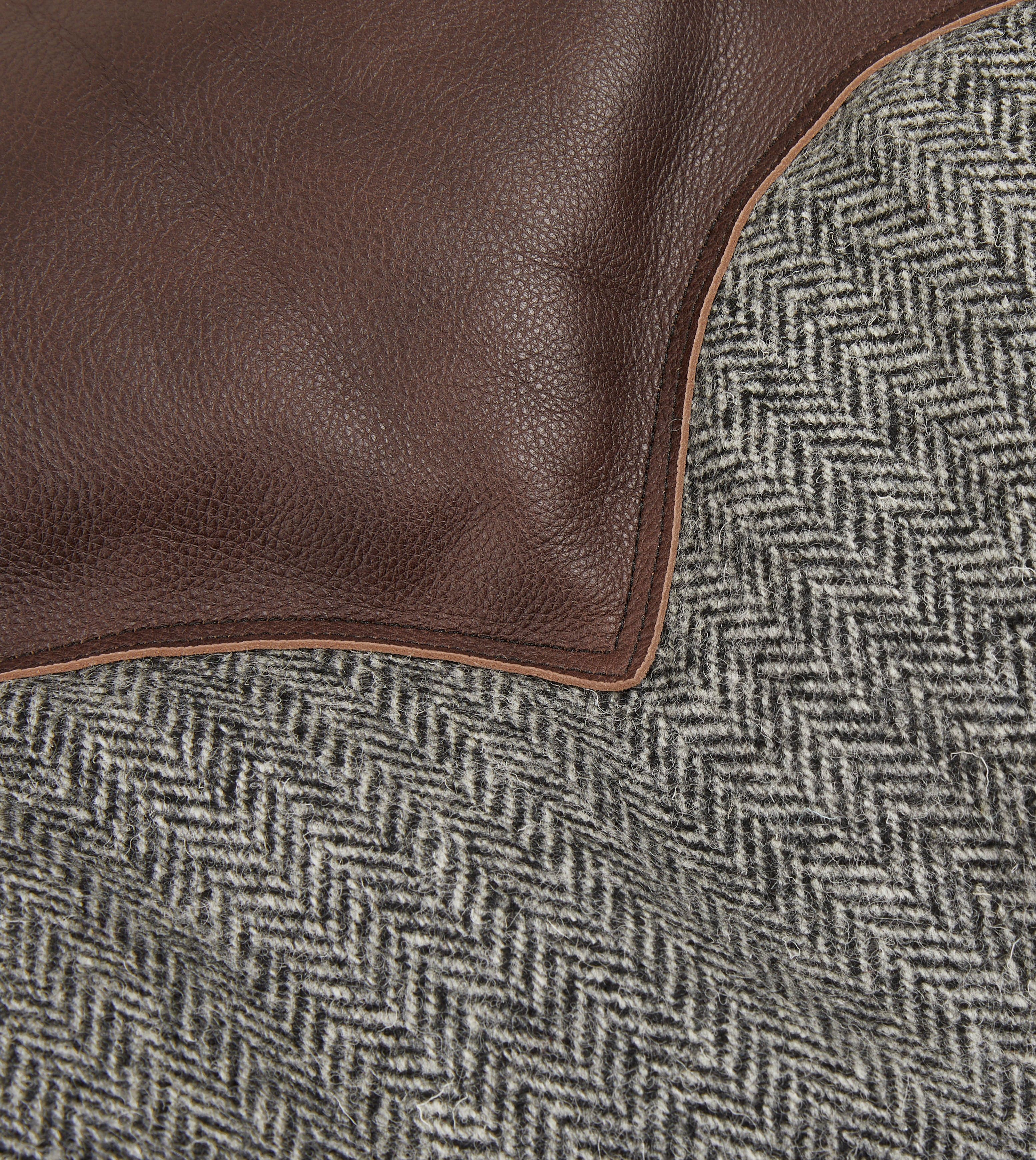 Rocky Mountain Featherbed for Drake's Herringbone Harris Tweed Leather Christy Down Jacket - Image 4