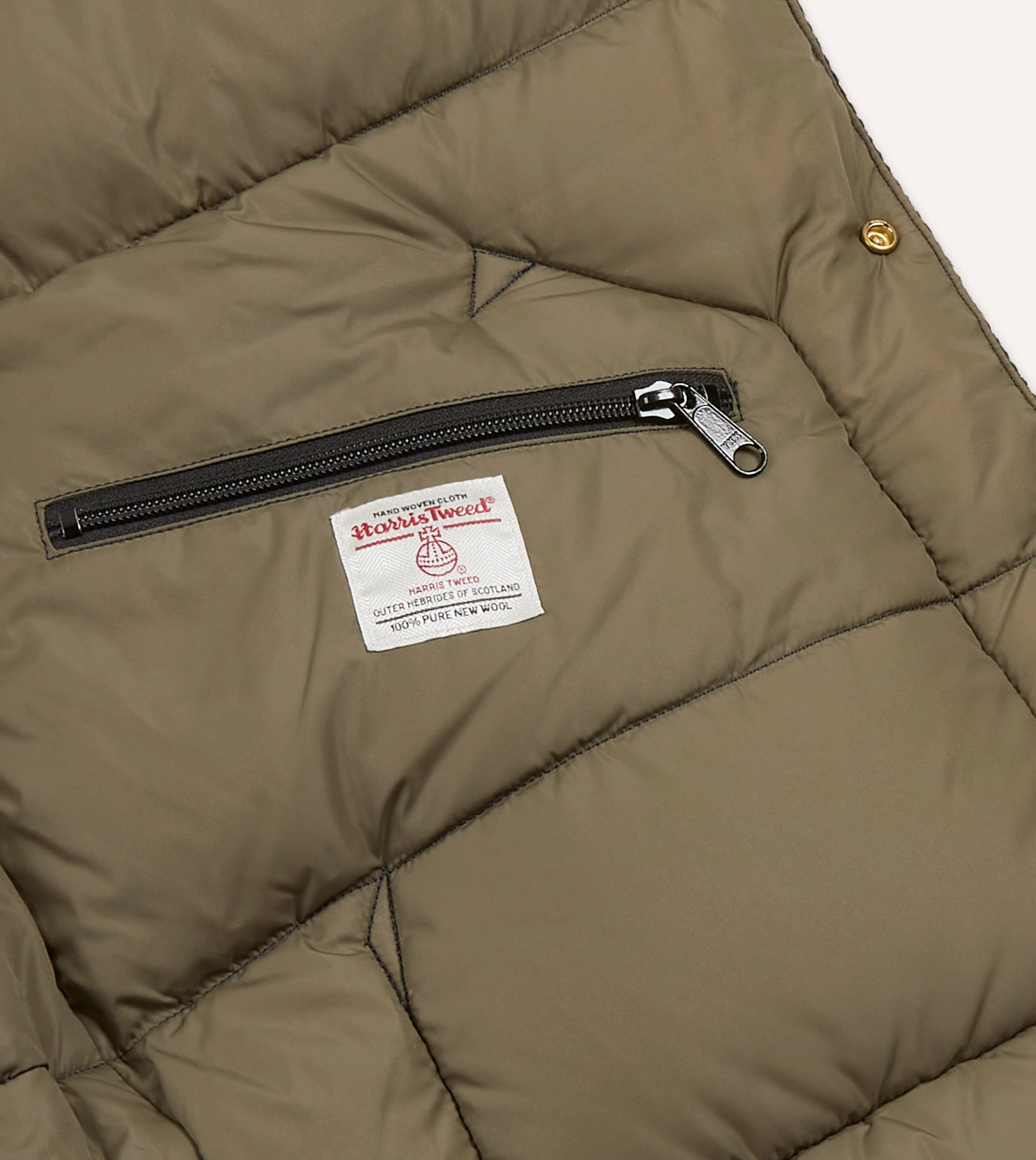 Rocky Mountain Featherbed for Drake's Navy Harris Tweed Leather Christy Down Jacket - Image 5