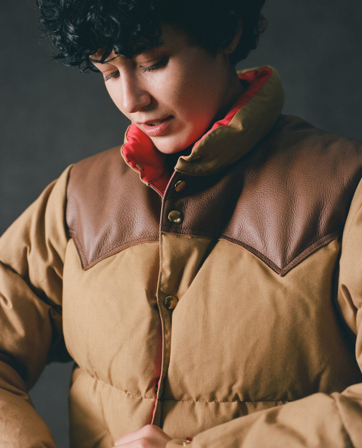 Rocky Mountain Featherbed for Drake's Tan Cotton Duck Canvas Christy Down Jacket - Image 9