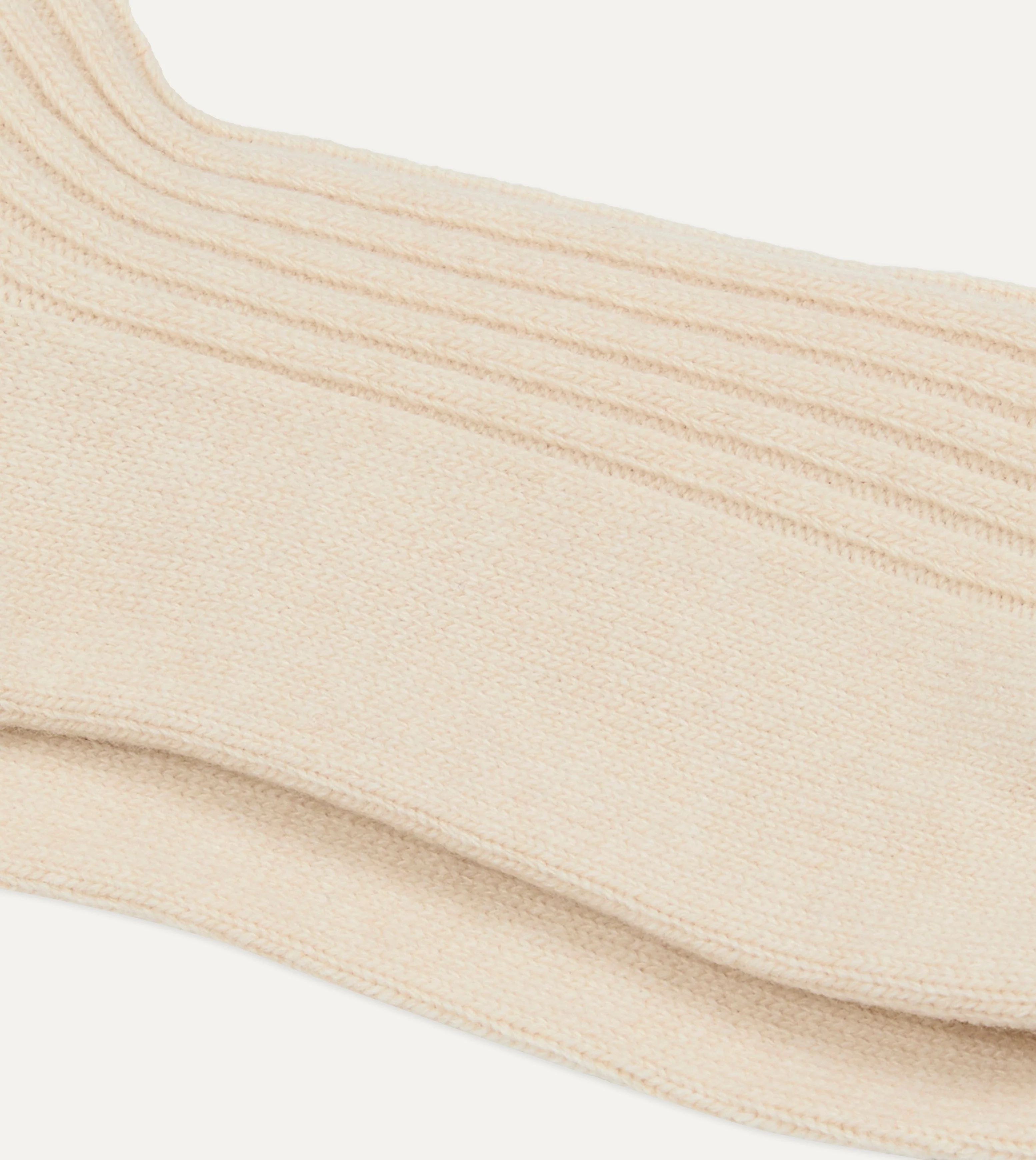 RoToTo Ecru and Red Merino Lambswool Stripe Socks - Image 2