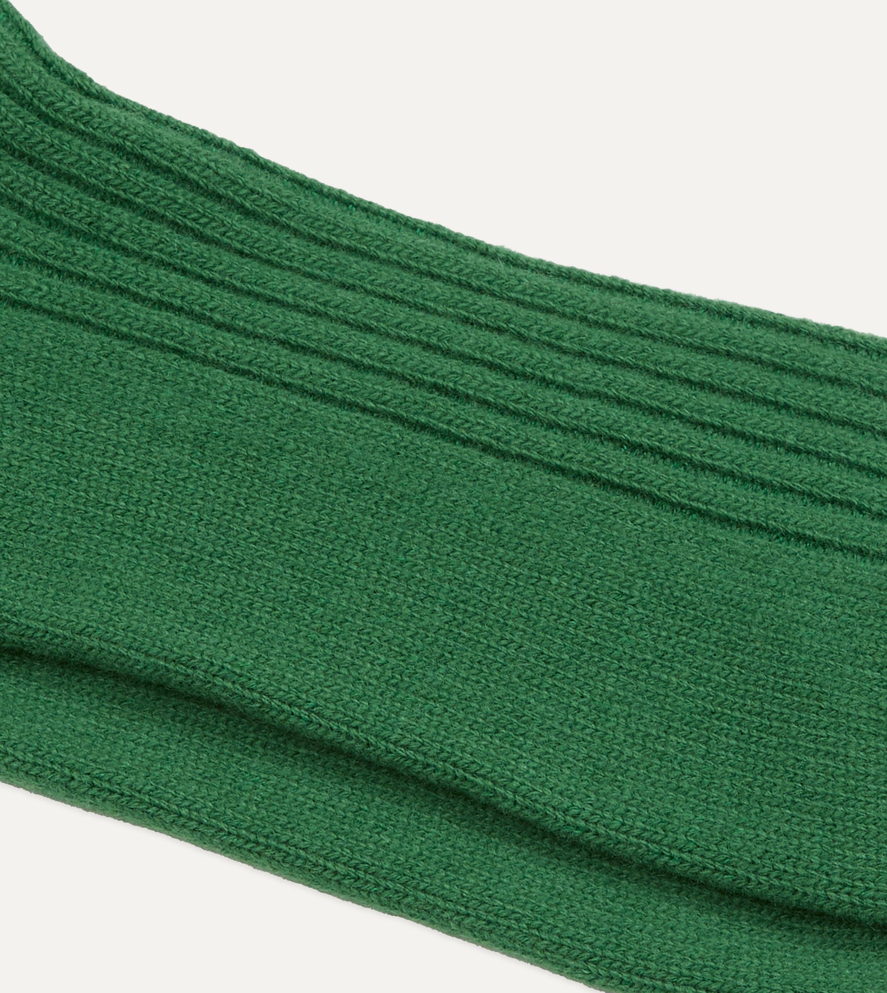 RoToTo Green and Ecru Merino Lambswool Stripe Socks - Image 2