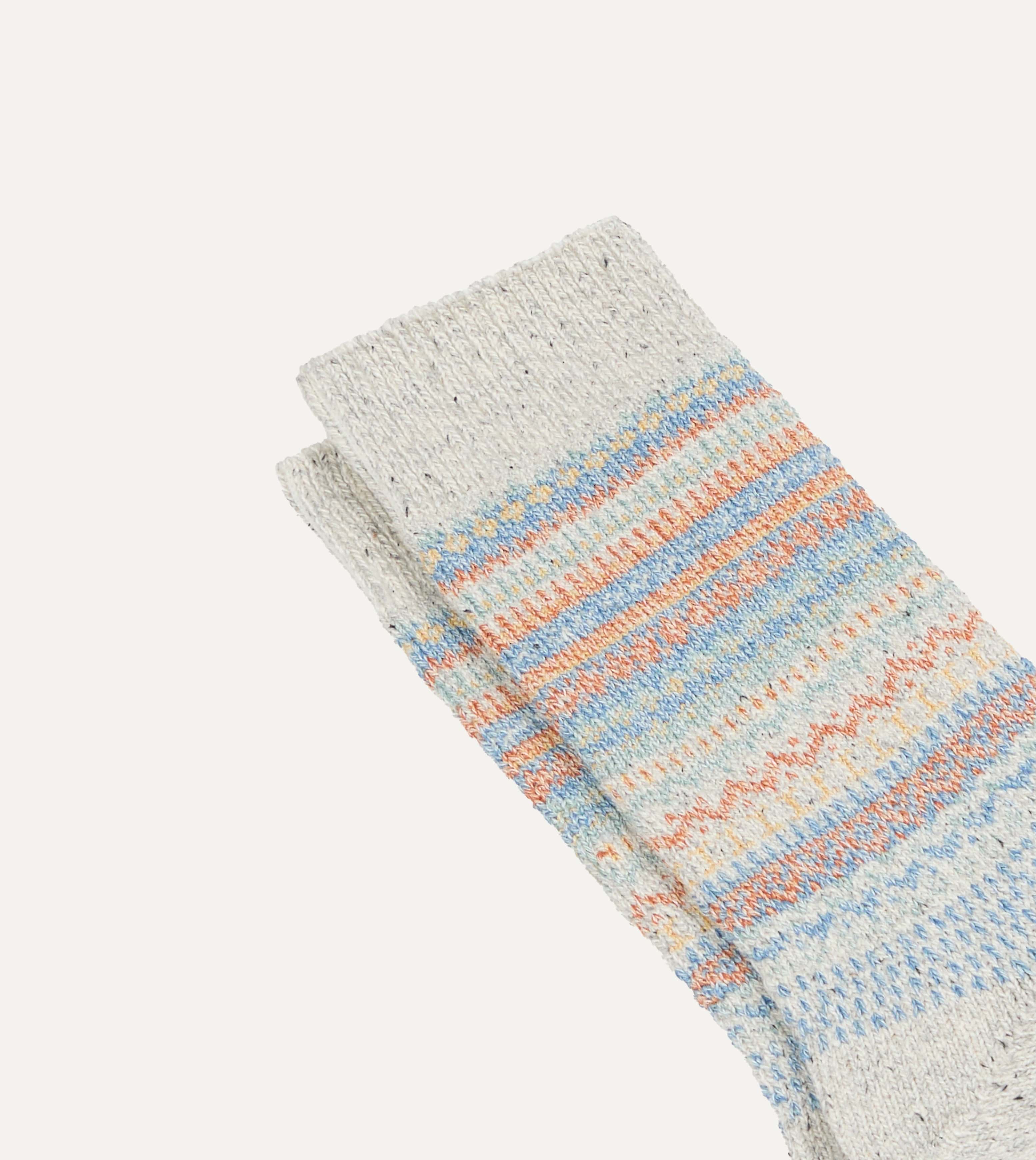 RoToTo Grey Wool Nordic Pattern Socks - Image 3