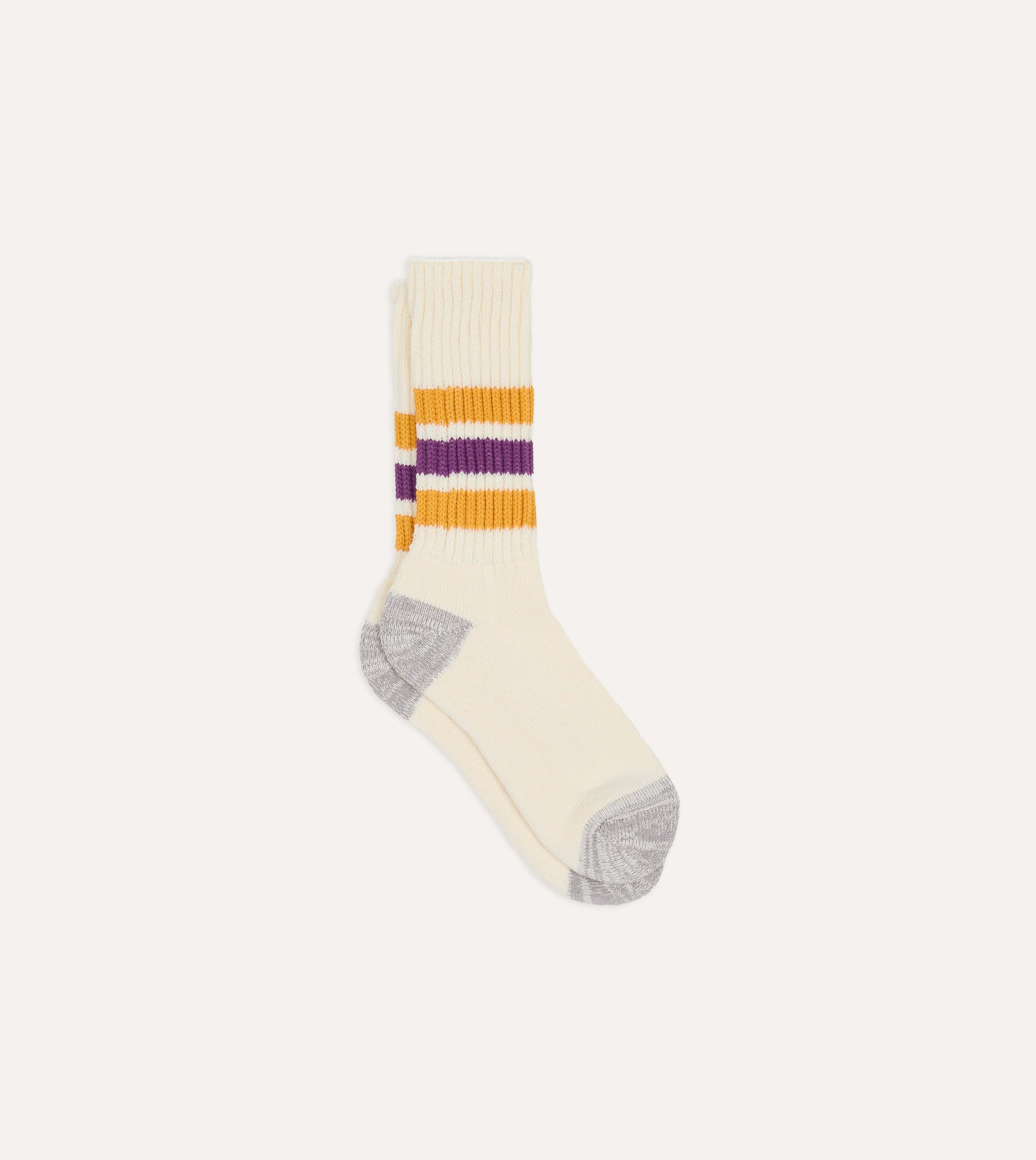 RoToTo Yellow and Purple Cotton Crew Socks