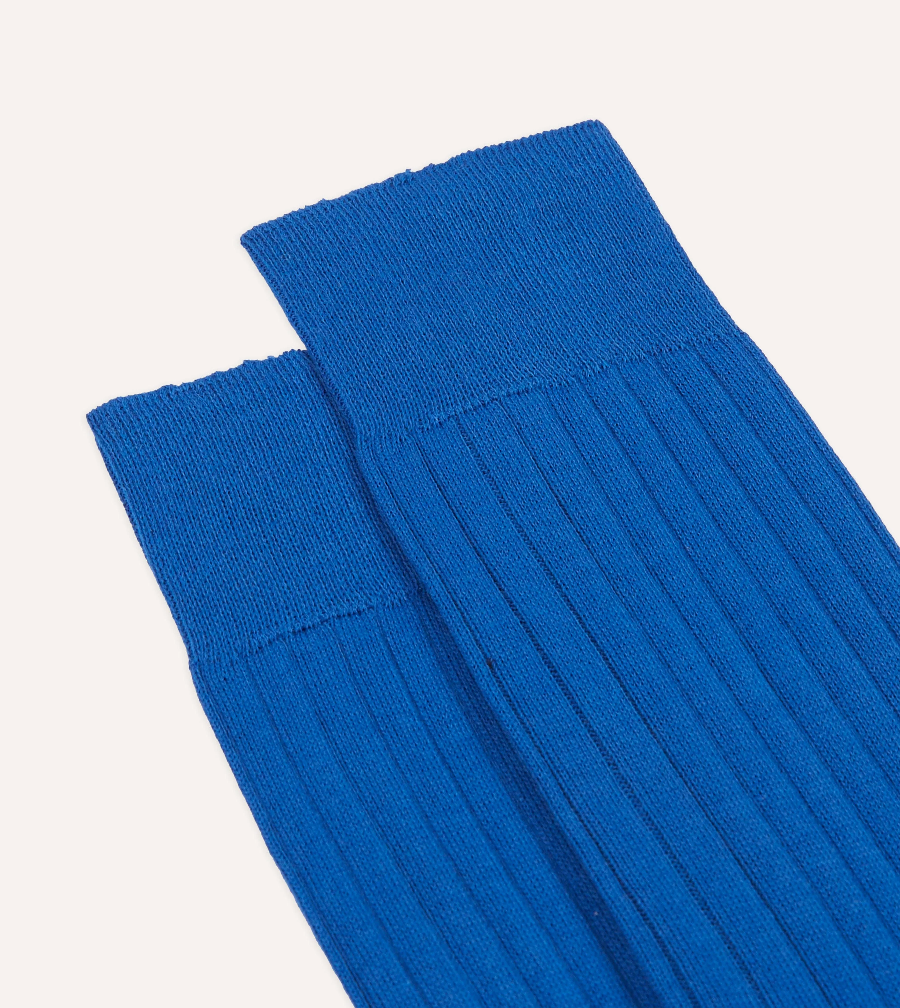 Royal Blue Cotton Mid-Calf Socks - Image 3