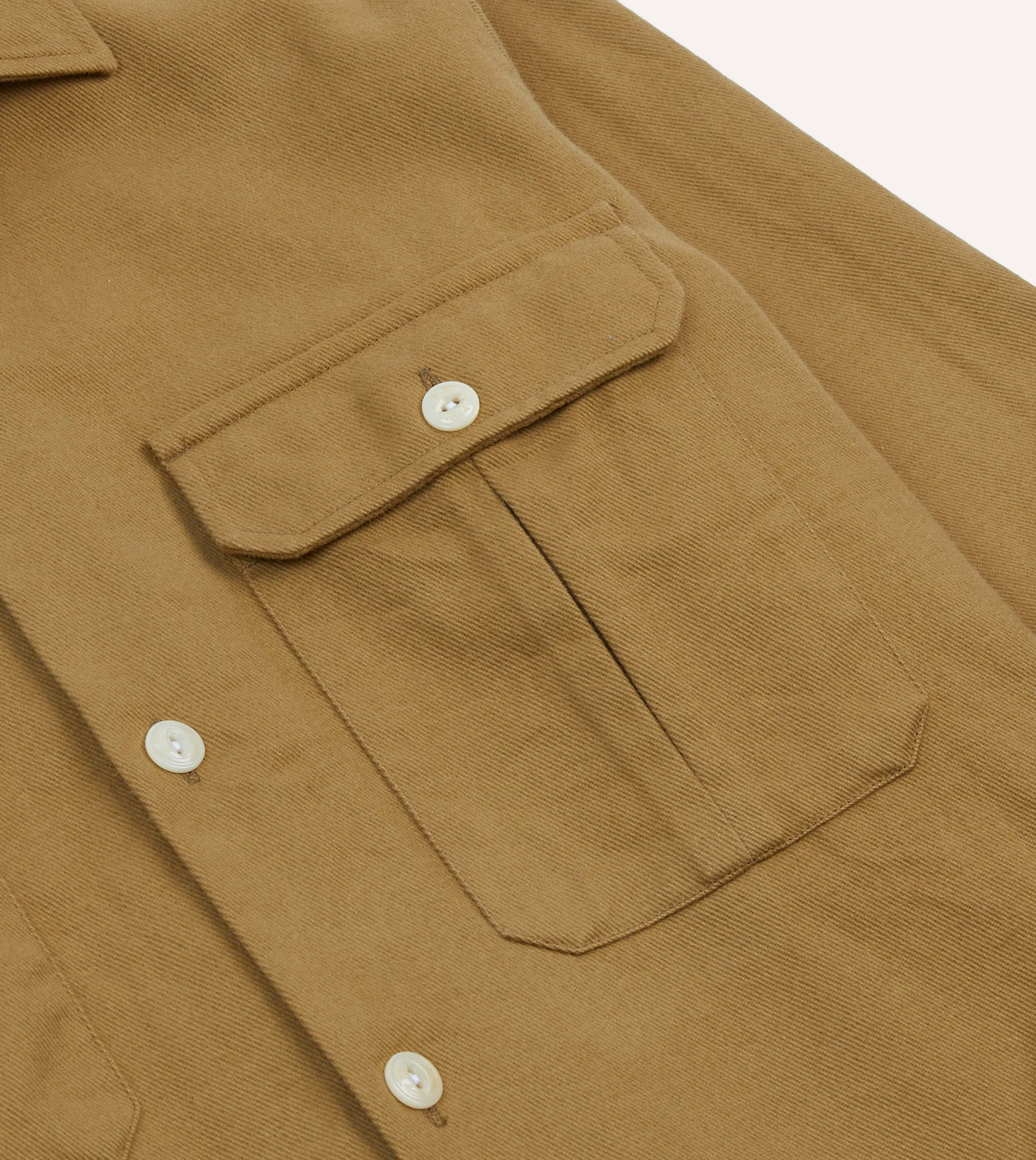 Sand Brushed Cotton Twill Two-Pocket Camp Collar Work Shirt - Image 4