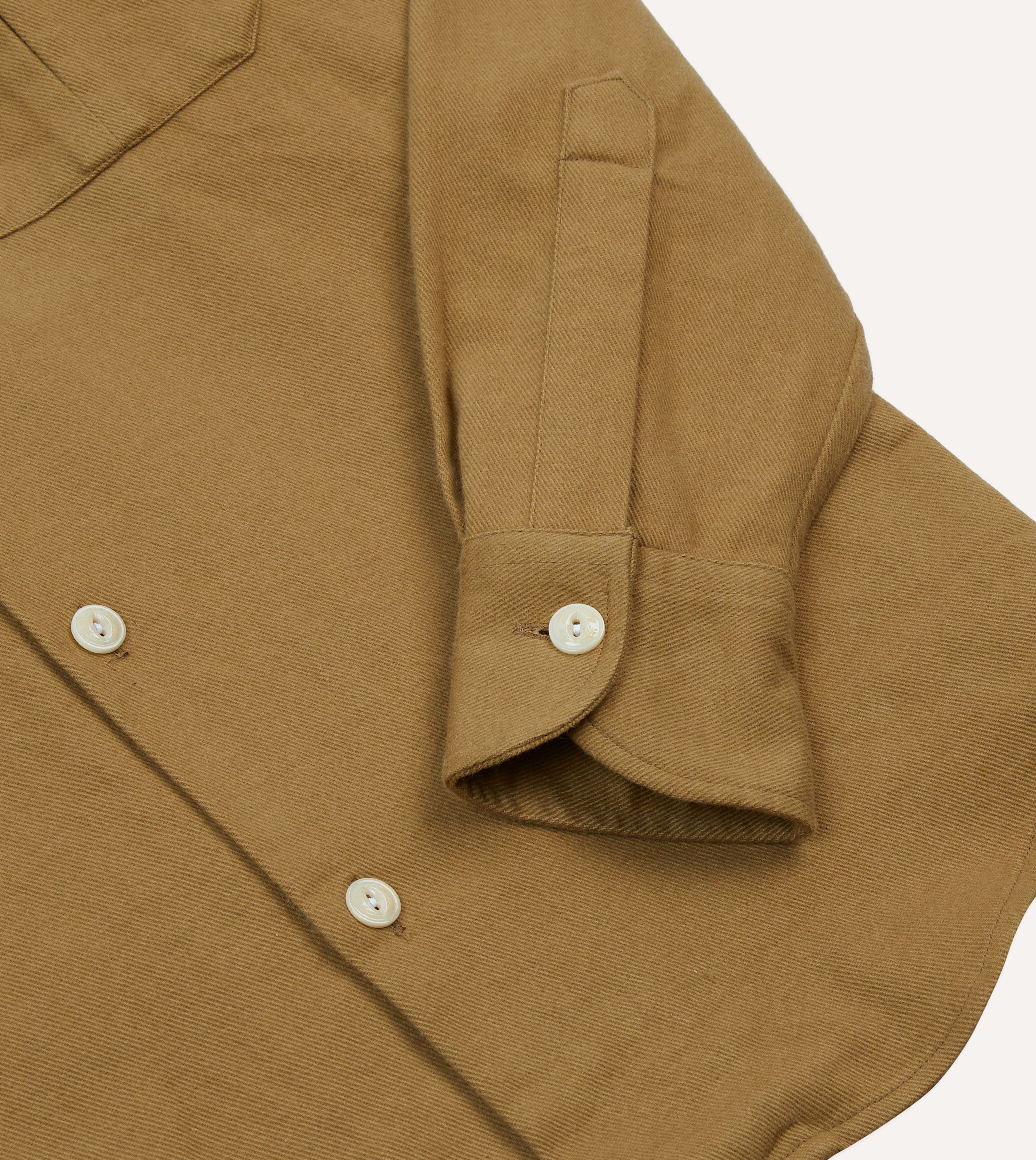 Sand Brushed Cotton Twill Two-Pocket Camp Collar Work Shirt - Image 5