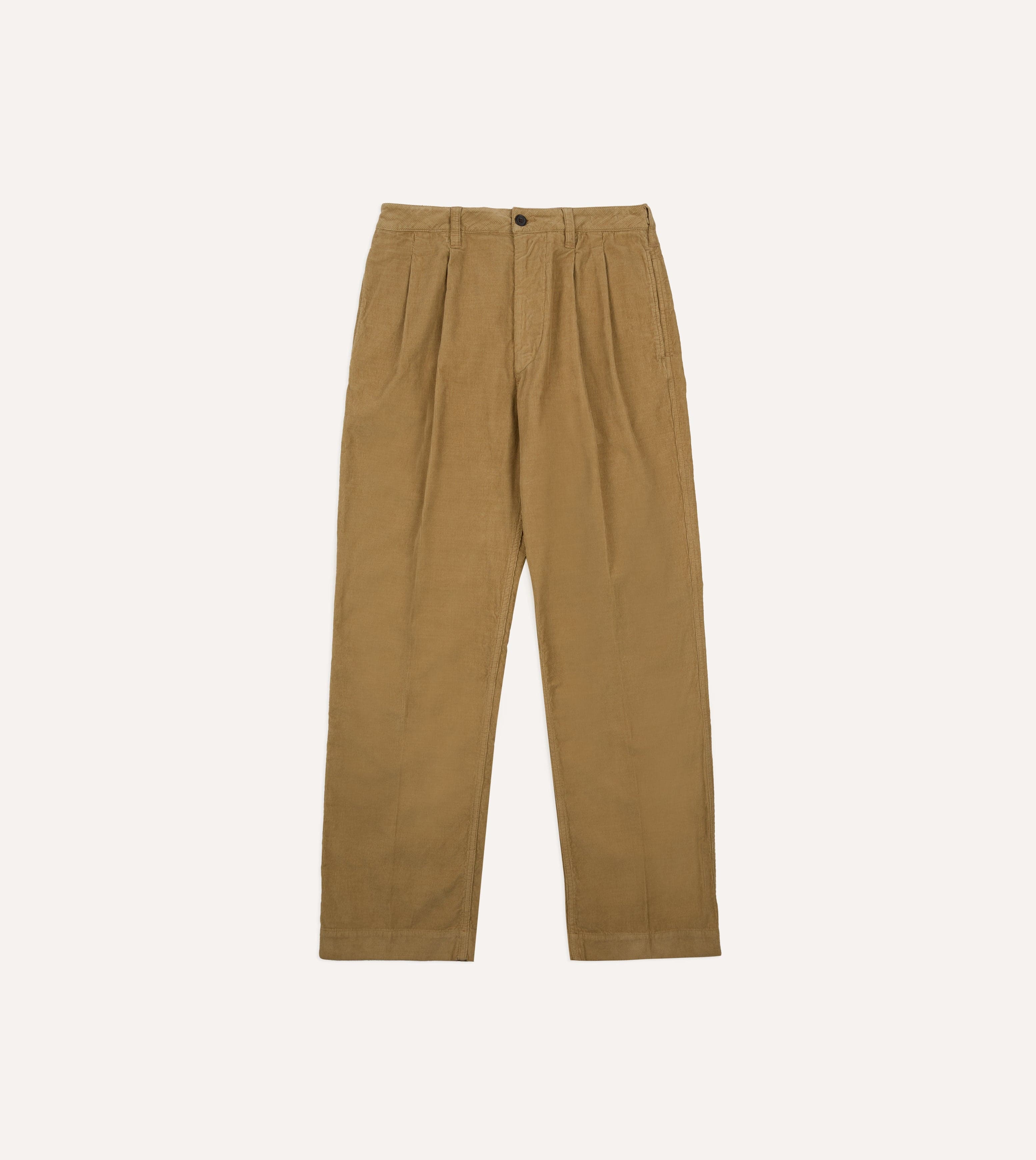 Sand Cotton Corduroy Wide Leg Double Pleat Chino - Image 3