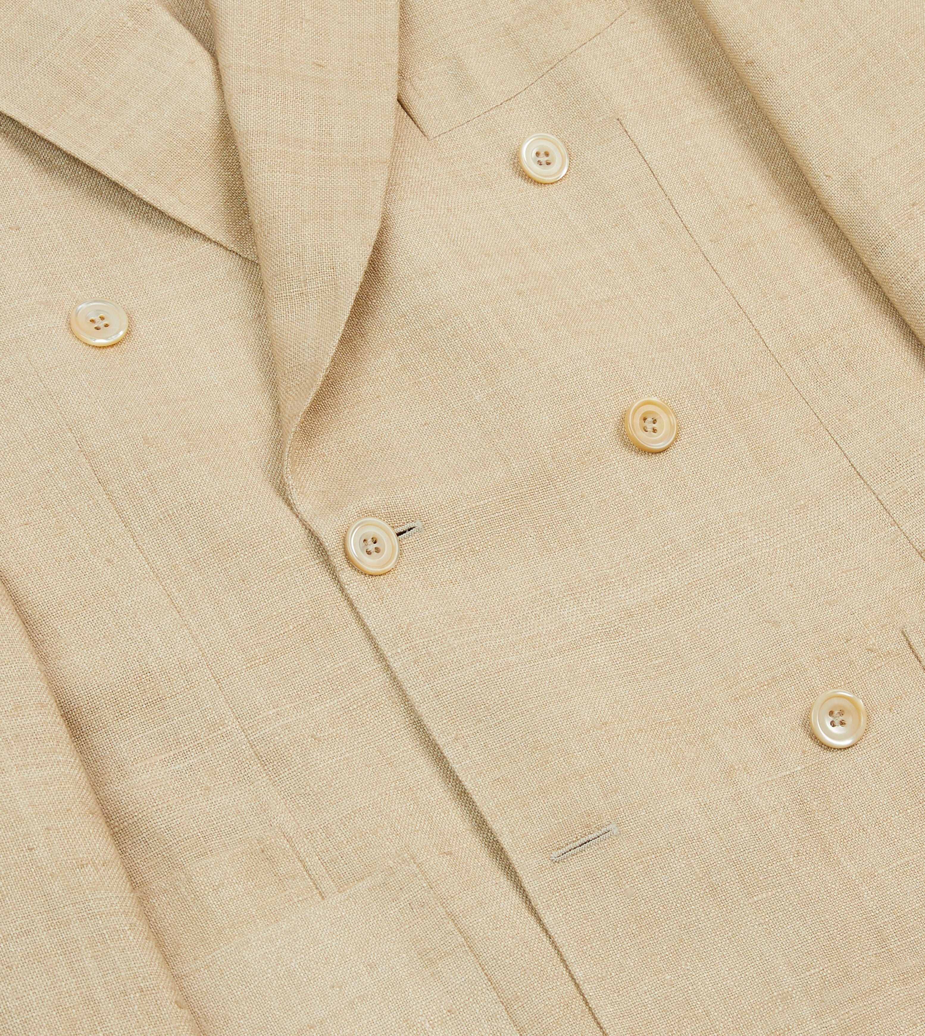 Sand Tussah Silk Double-Breasted Tailored Jacket - Image 5