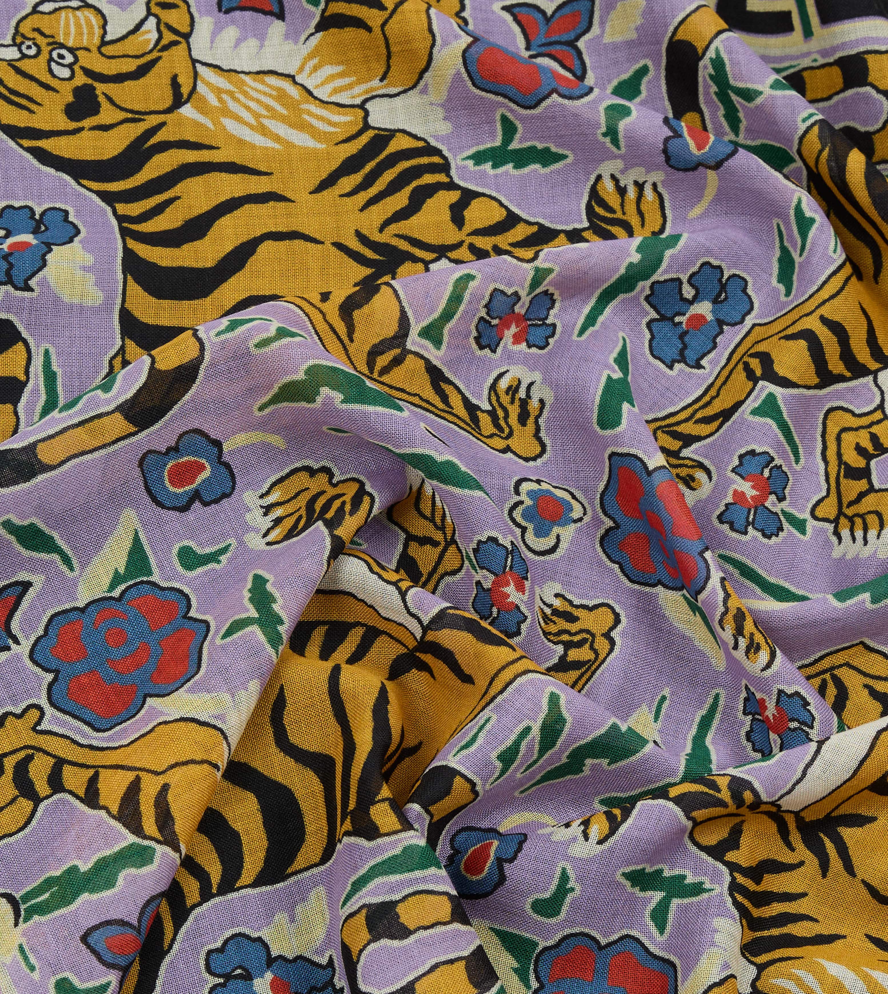 Shoyoroll by Drake's Tiger Print Wool-Silk Bandana - Image 2