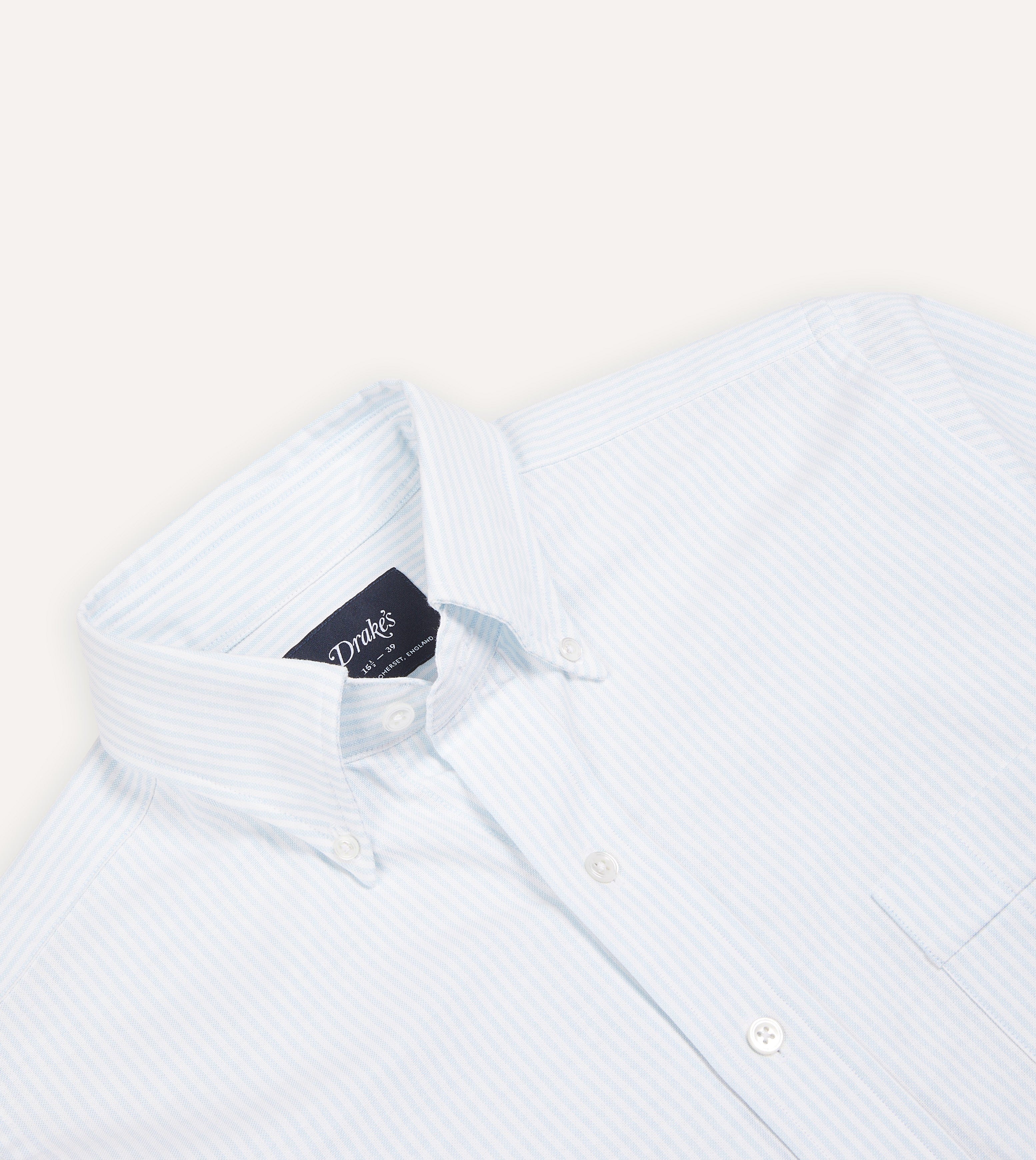 Sky Ticking Stripe Cotton Oxford Cloth Button-Down Shirt - Image 3