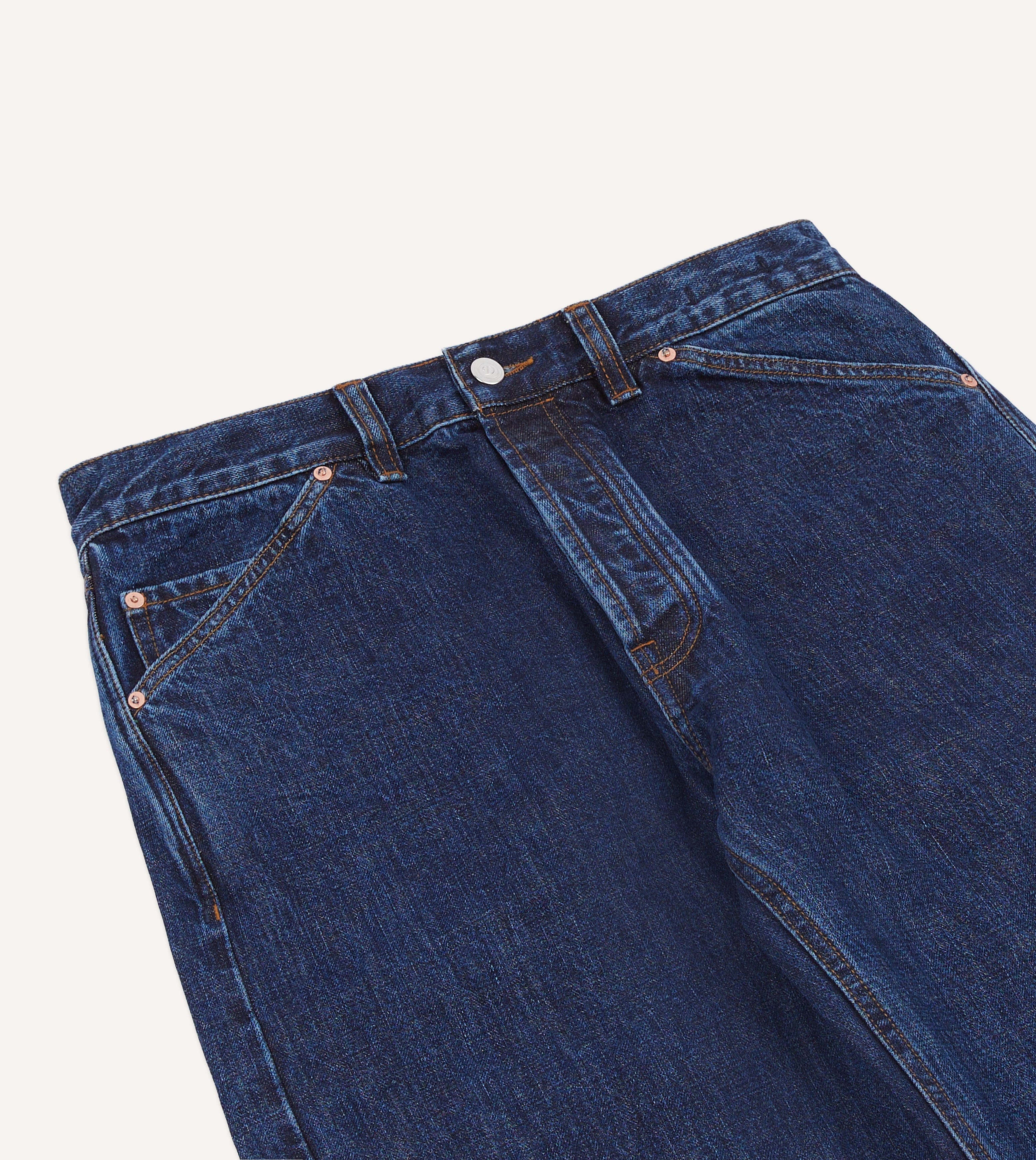 Stone Wash 14.2oz Japanese Selvedge Denim Five-Pocket Jeans - Image 4