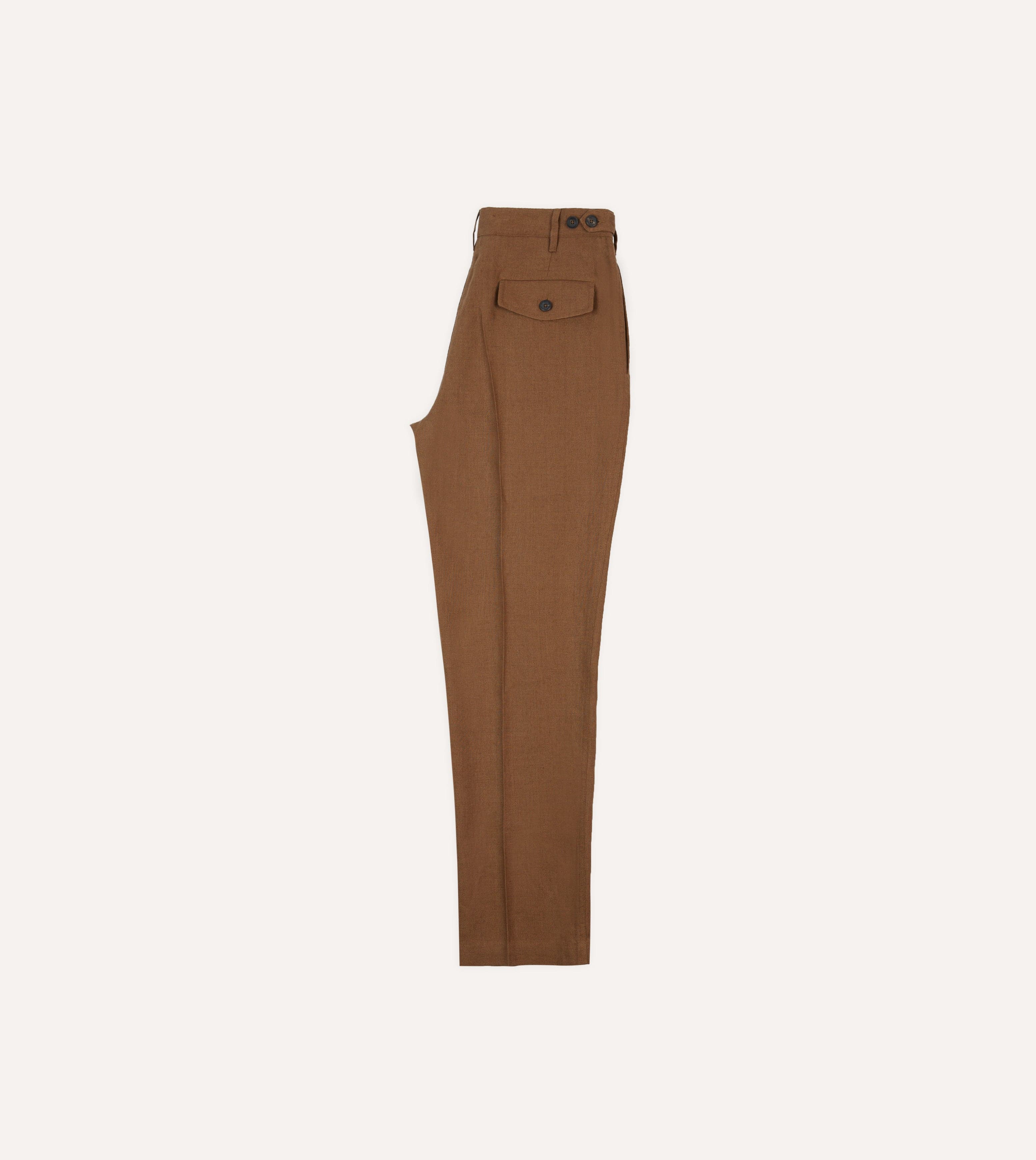 Tobacco Antique Linen Games Trousers - Image 6