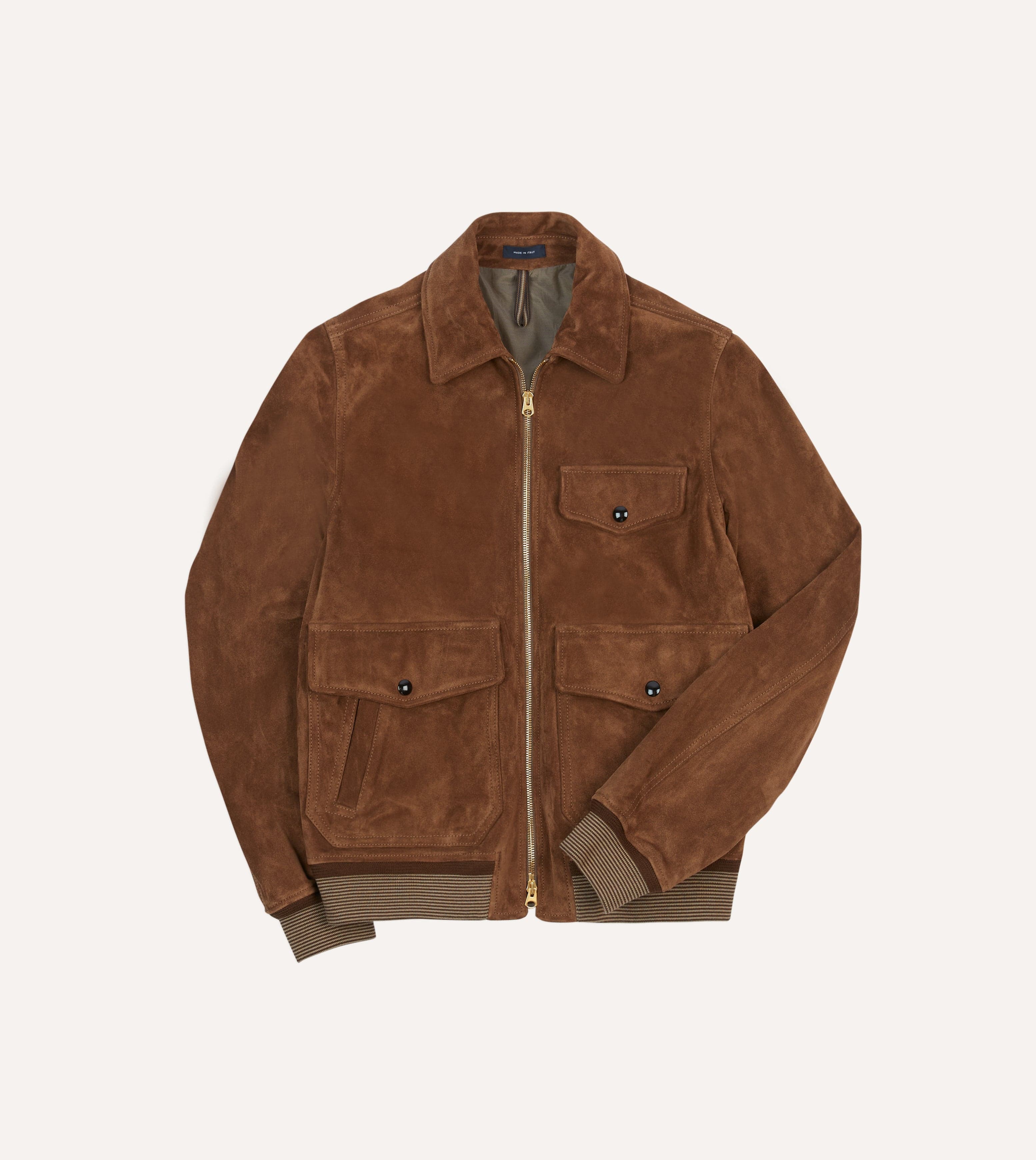 Tobacco Heavyweight Suede A-2 Bomber Jacket - Image 3