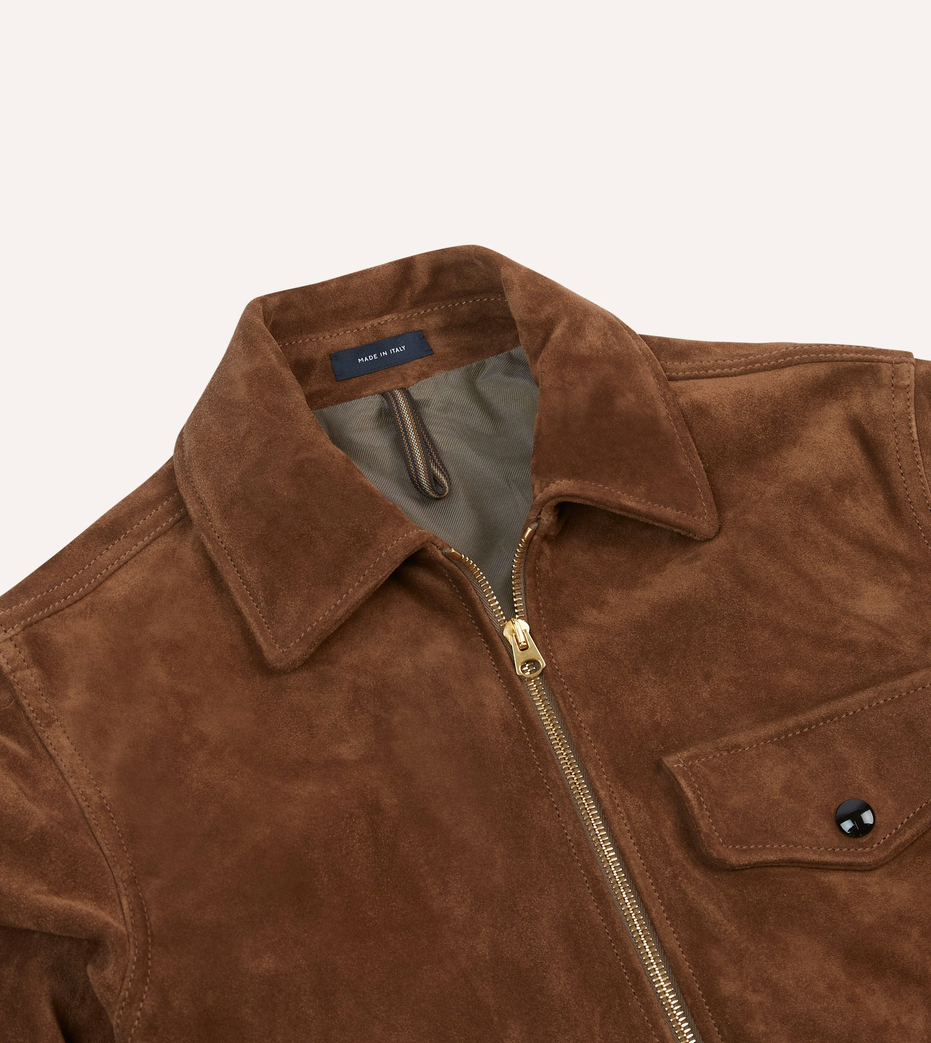 Tobacco Heavyweight Suede A-2 Bomber Jacket - Image 4