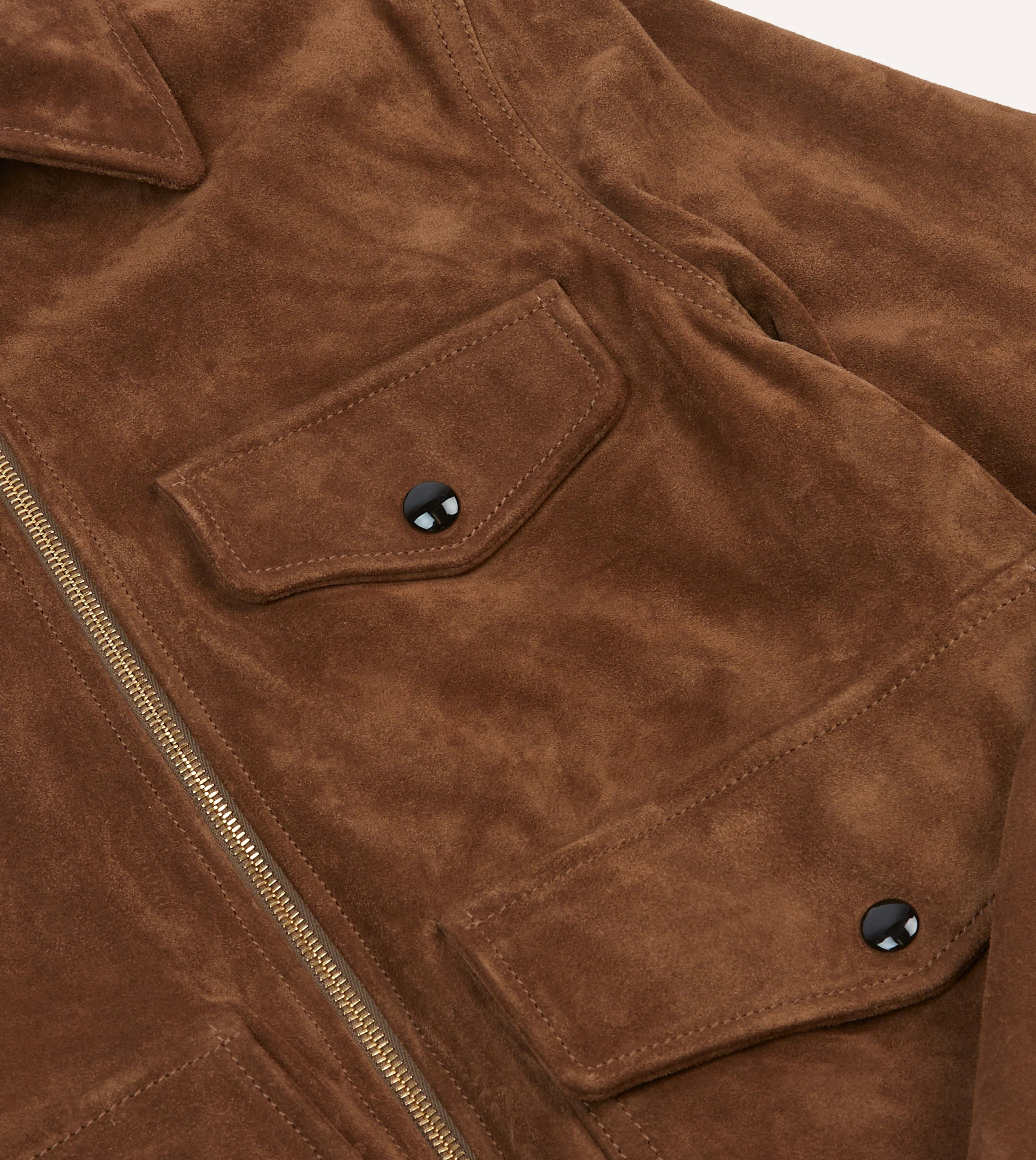 Tobacco Heavyweight Suede A-2 Bomber Jacket - Image 5