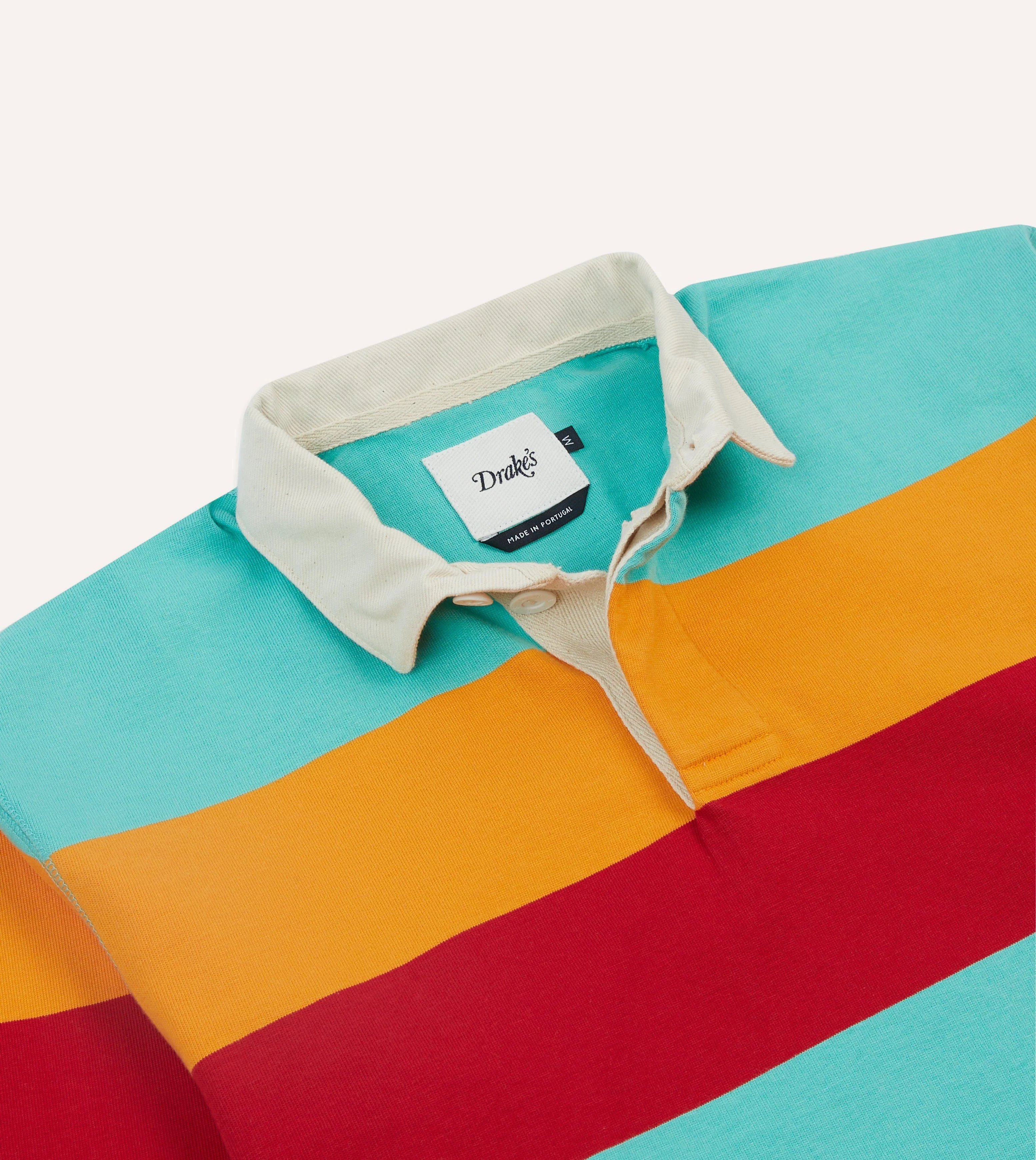 Turquoise, Yellow, Blue and Red Multi Stripe Cotton Rugby Shirt - Image 3