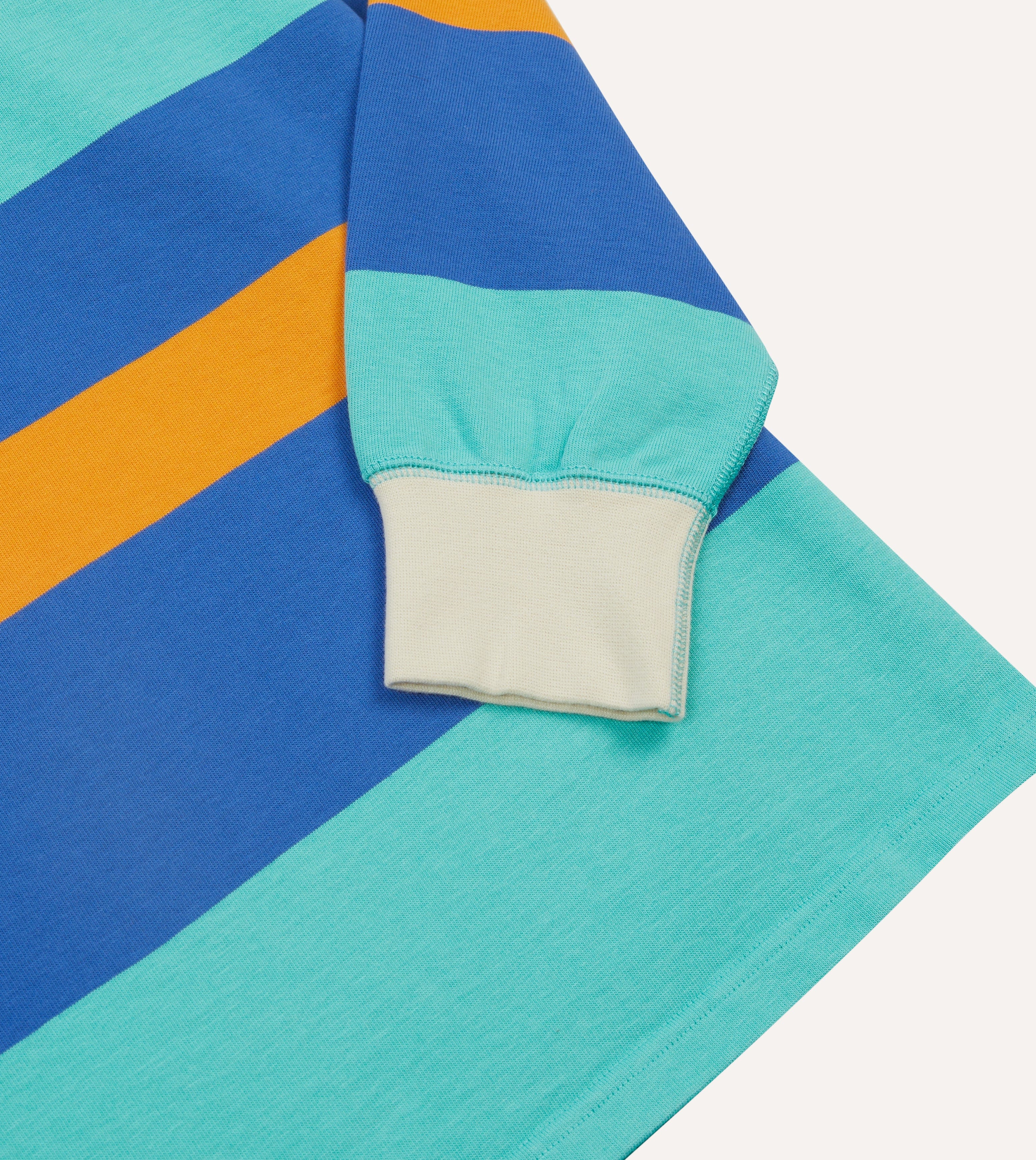 Turquoise, Yellow, Blue and Red Multi Stripe Cotton Rugby Shirt - Image 5