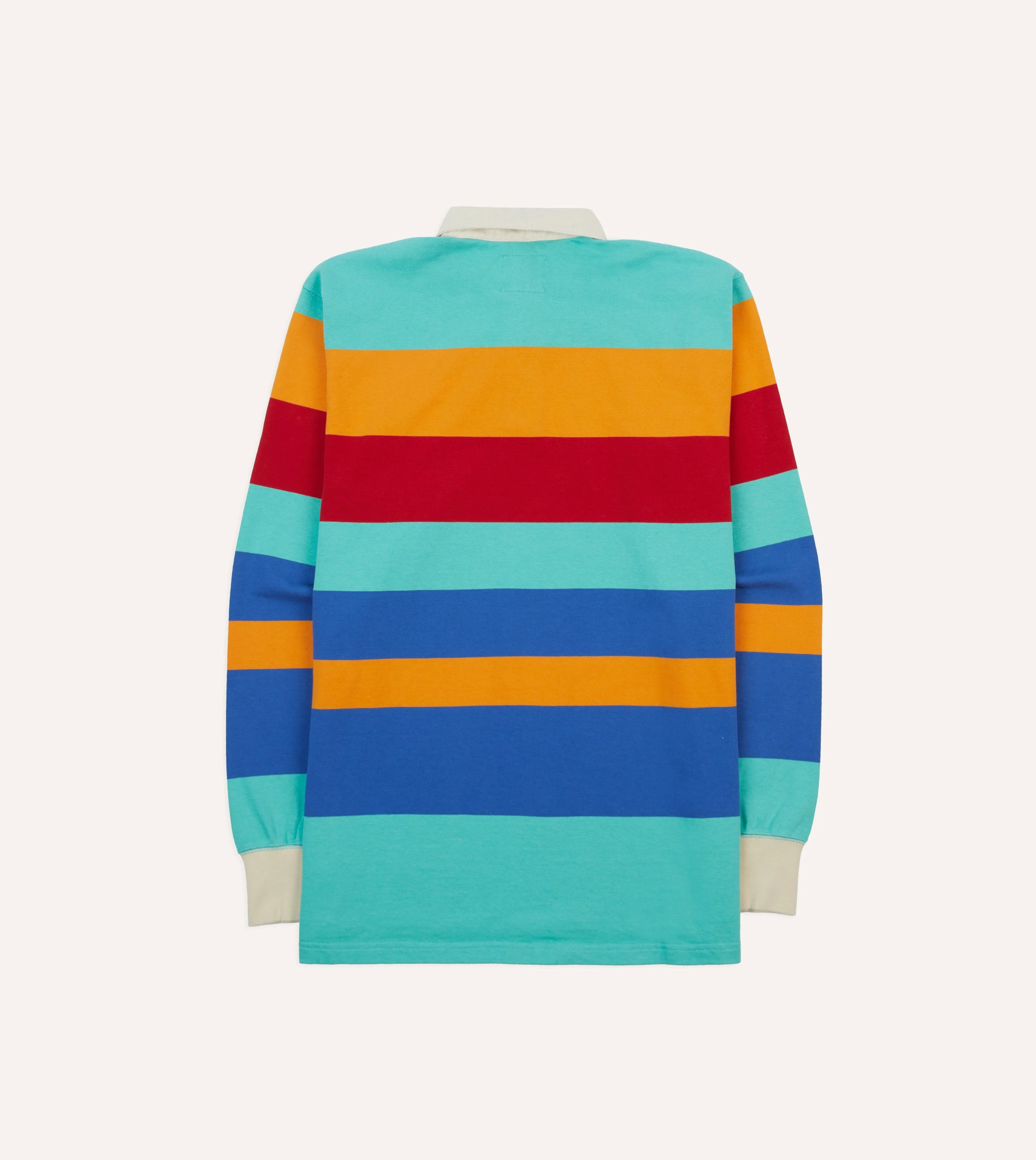 Turquoise, Yellow, Blue and Red Multi Stripe Cotton Rugby Shirt - Image 6