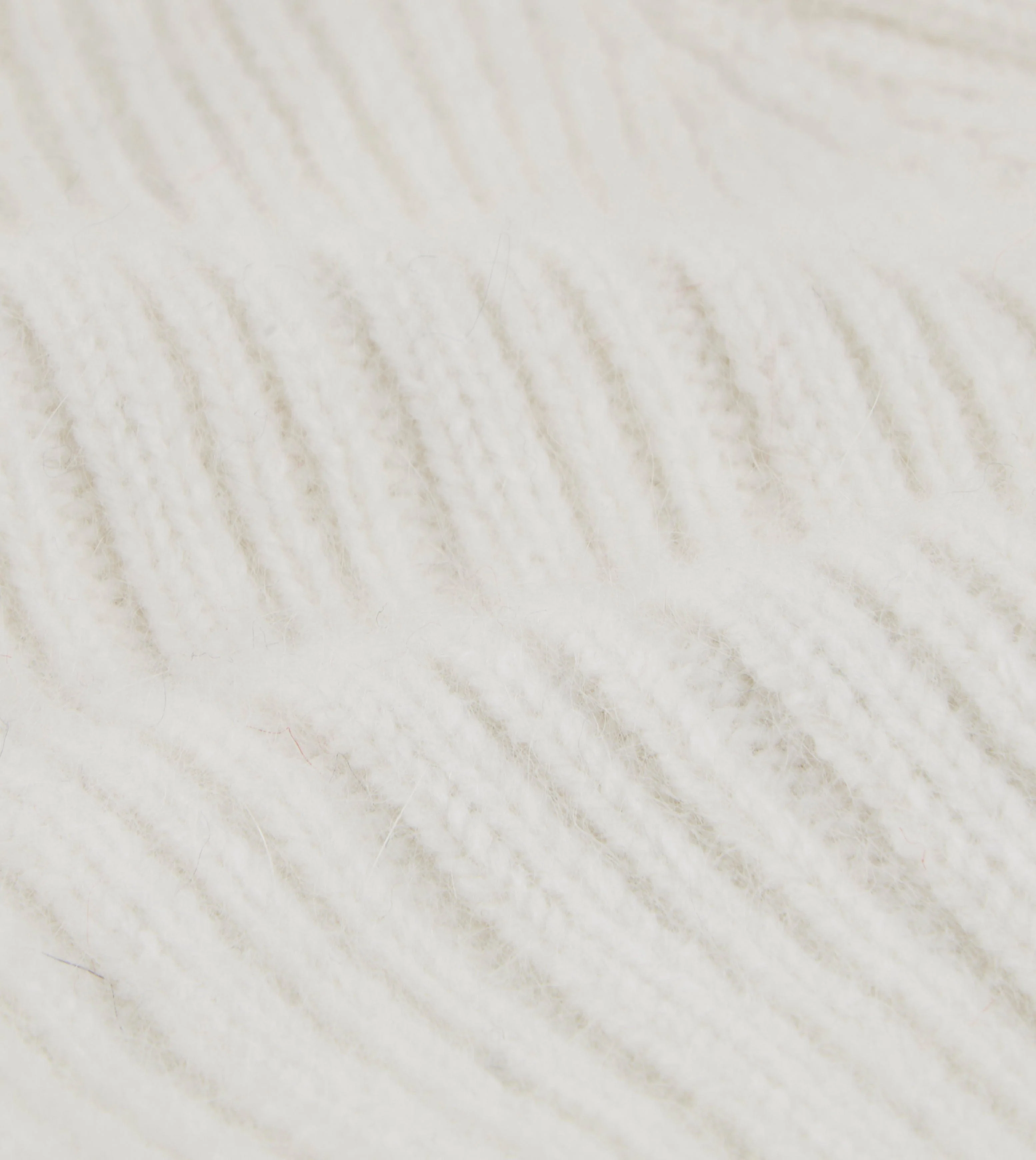 White Angora Lambswool Ribbed Bobble Knit Hat - Image 2