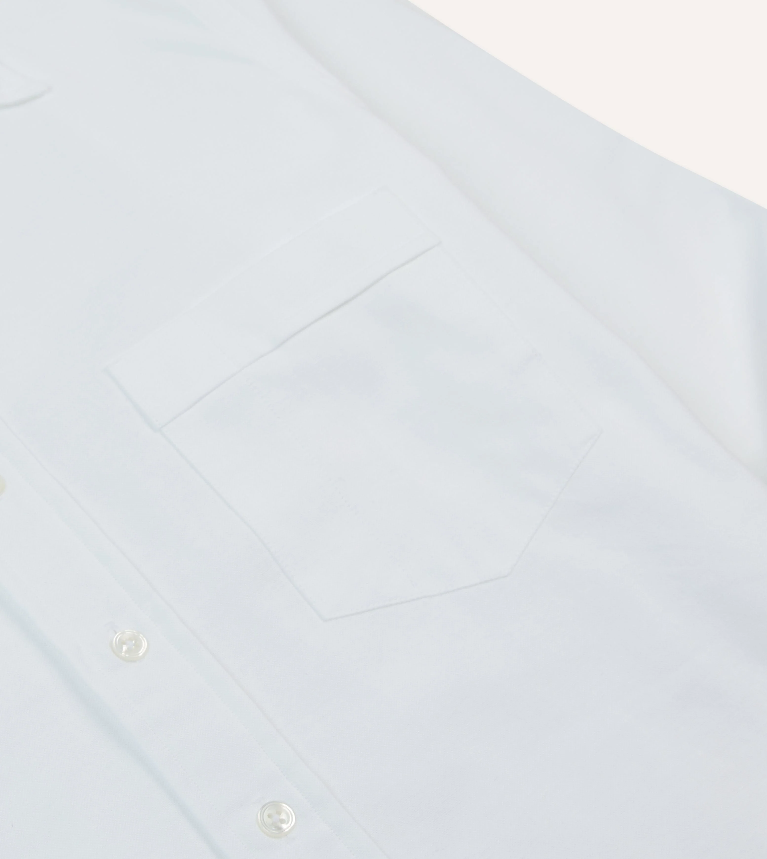 White Cotton Oxford Cloth Long Point Collar Shirt - Image 4