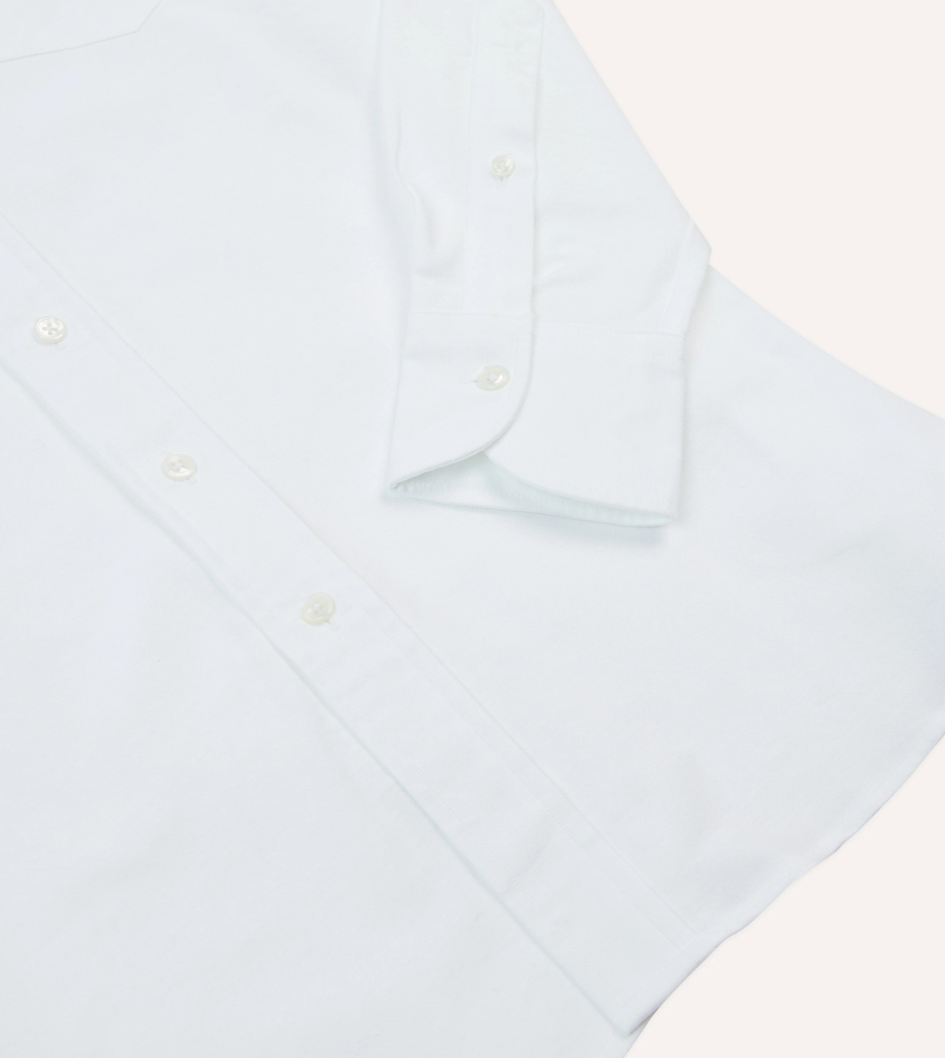 White Cotton Oxford Cloth Long Point Collar Shirt - Image 5