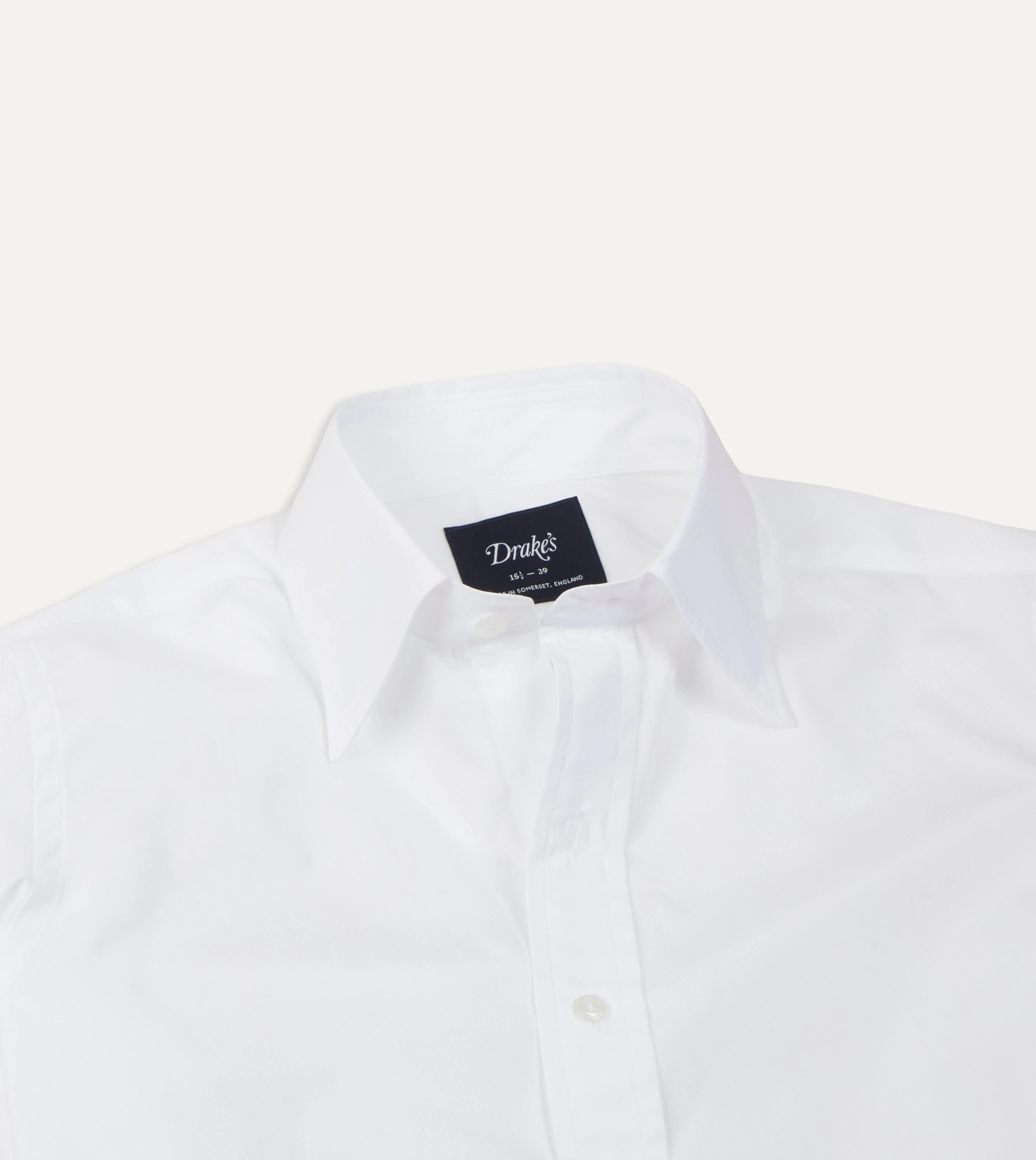 White Cotton Poplin Long Point Collar Shirt - Image 3
