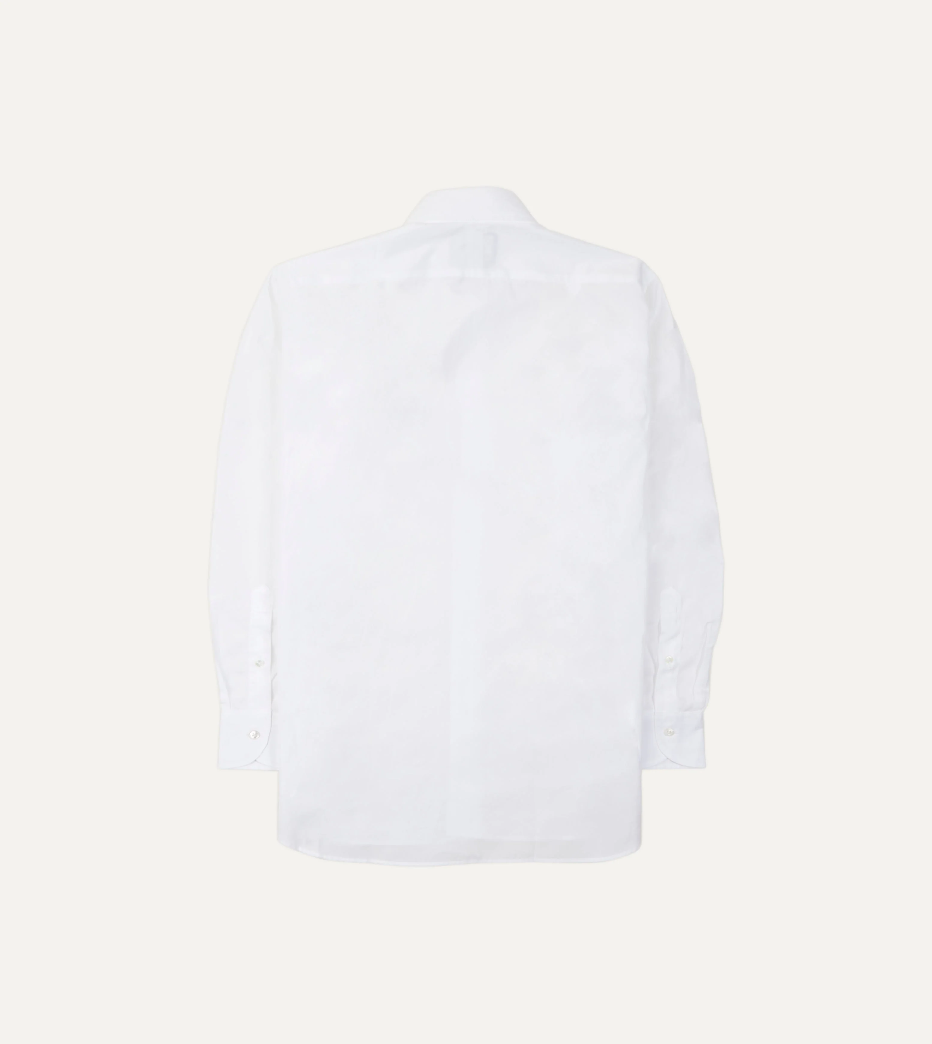 White Cotton Poplin Long Point Collar Shirt - Image 5