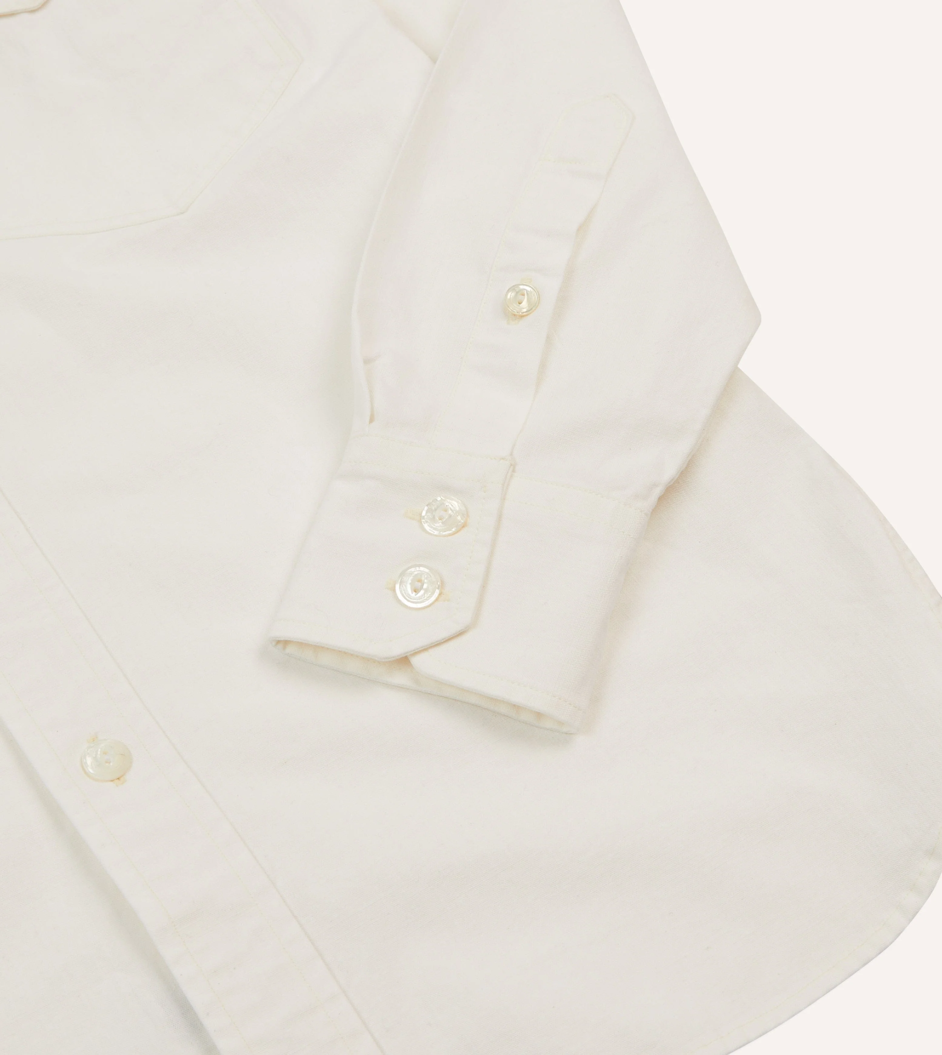 White Cotton Two-Pocket Work Shirt - Image 5