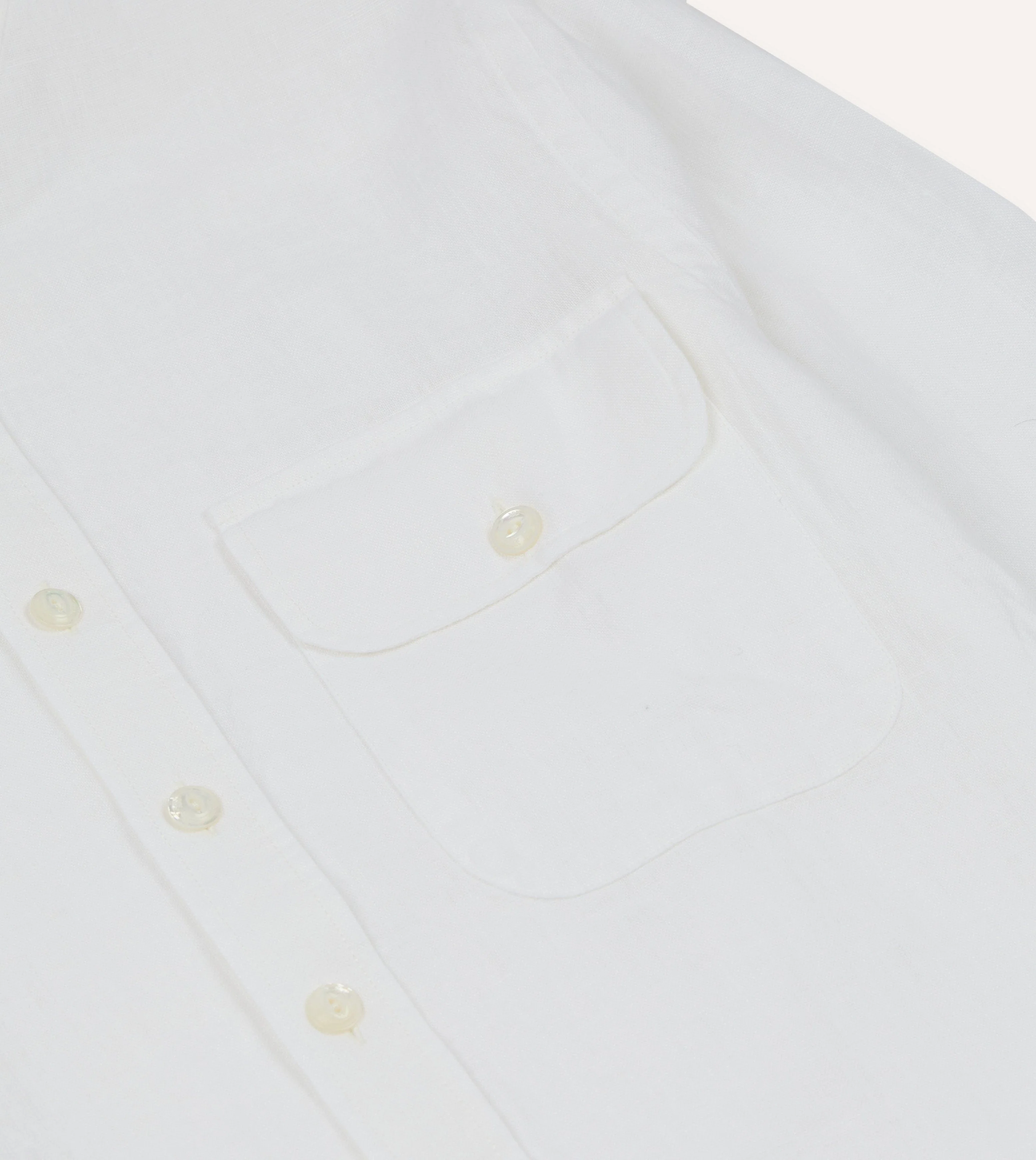 White Linen Mandarin Collar Shirt - Image 4