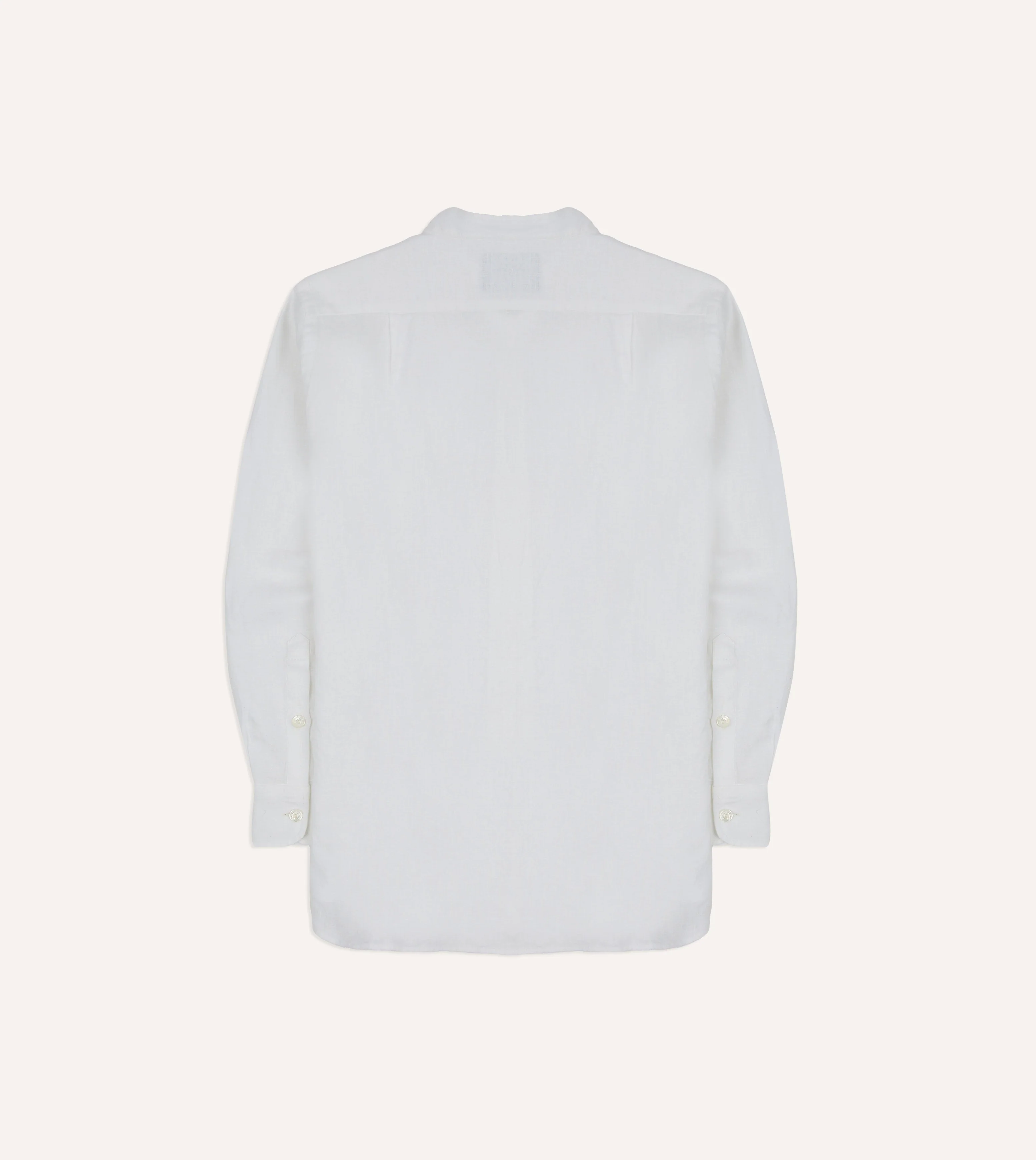 White Linen Mandarin Collar Shirt - Image 6