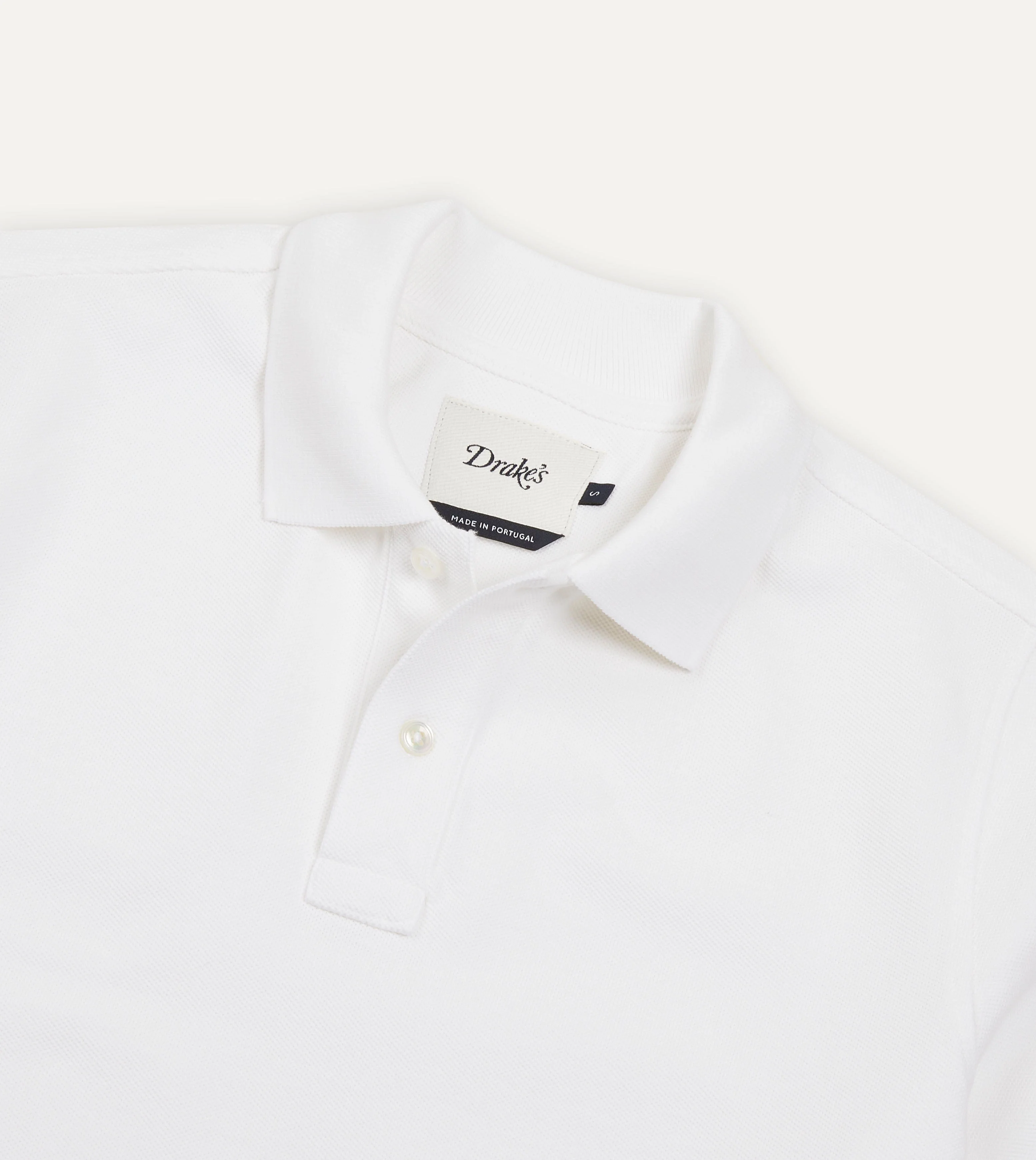 White Pique Cotton Polo Shirt - Image 3
