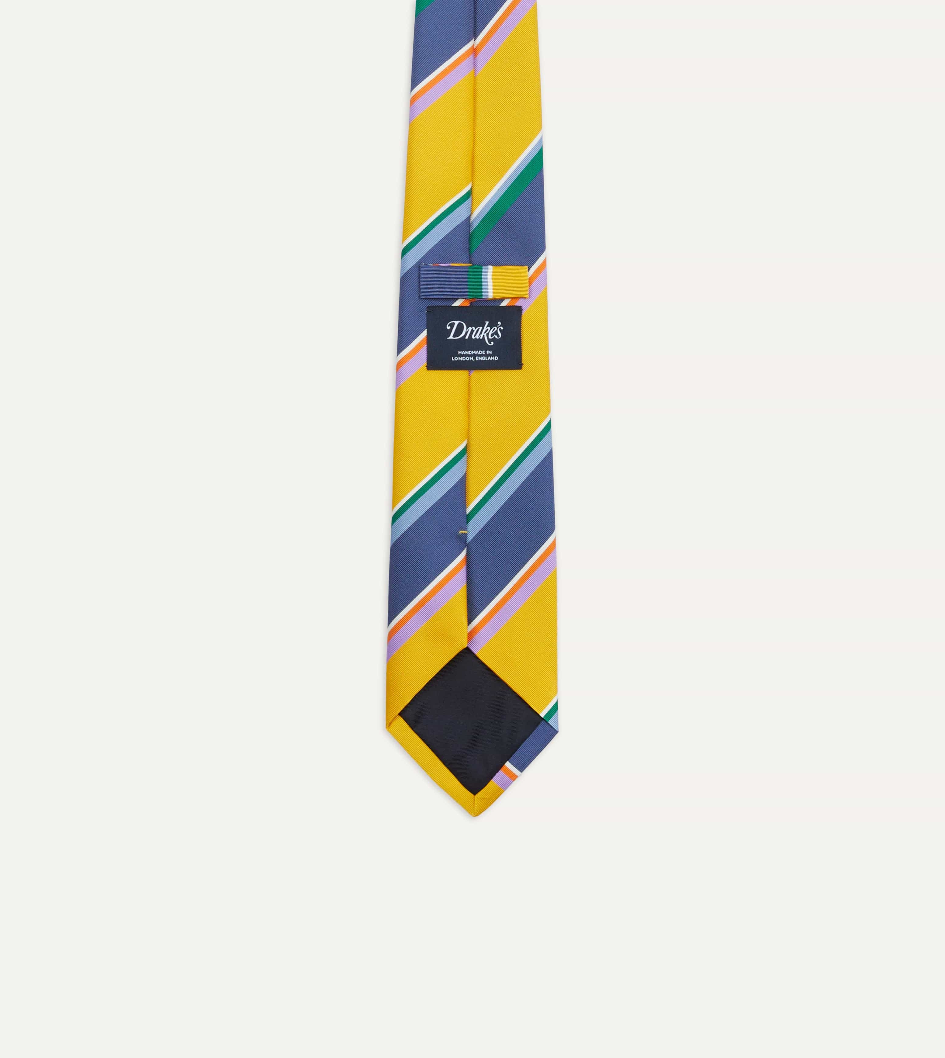 Yellow Multi Stripe Silk Tipped Tie - Image 3